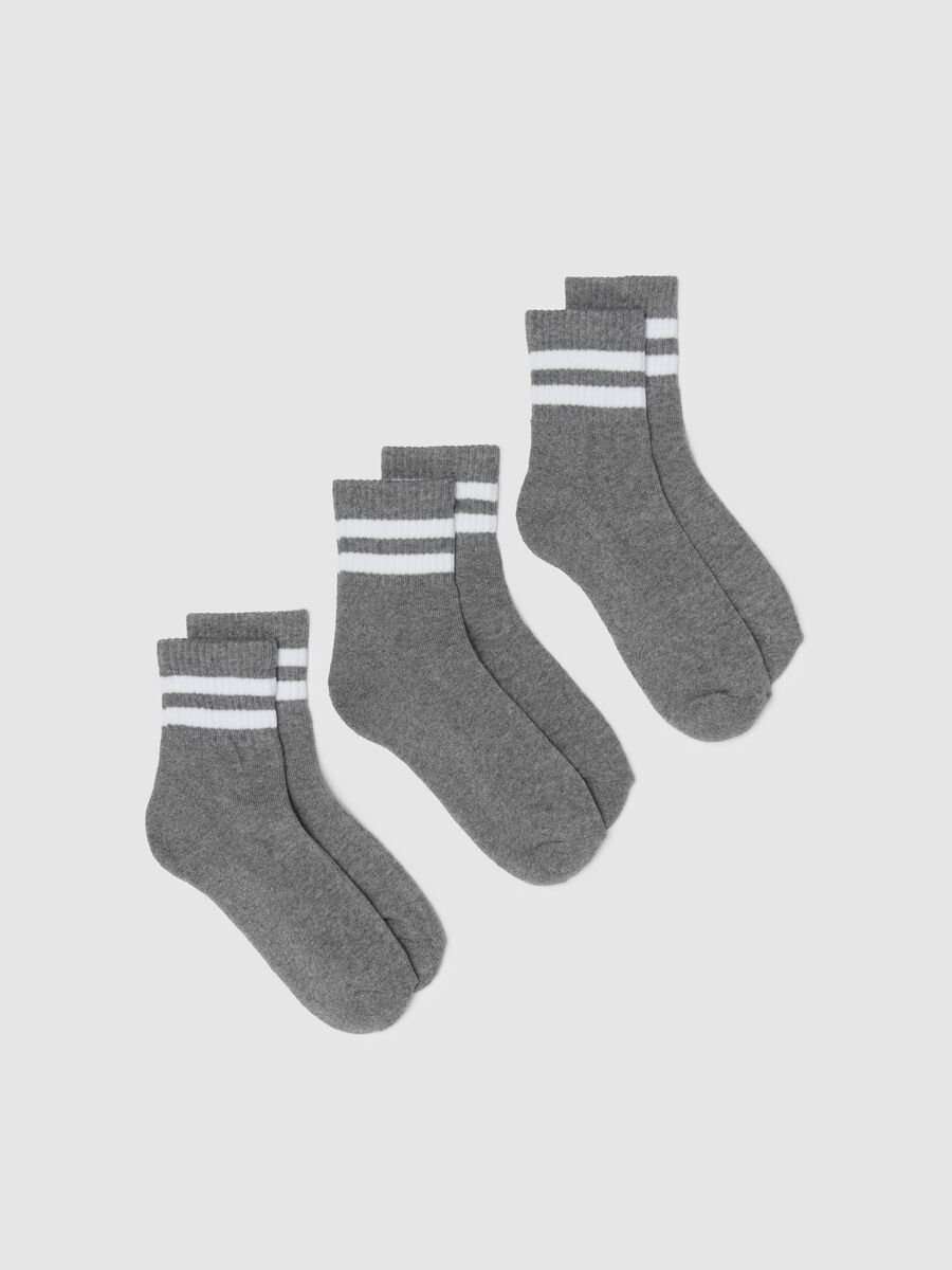 Three-pair pack tennis socks with striped bands_0