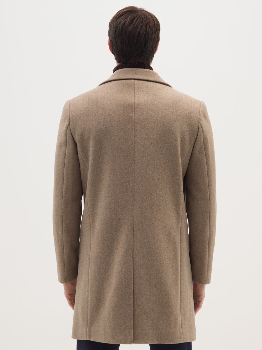 Cappotto lungo beige regular fit con bottoni_2