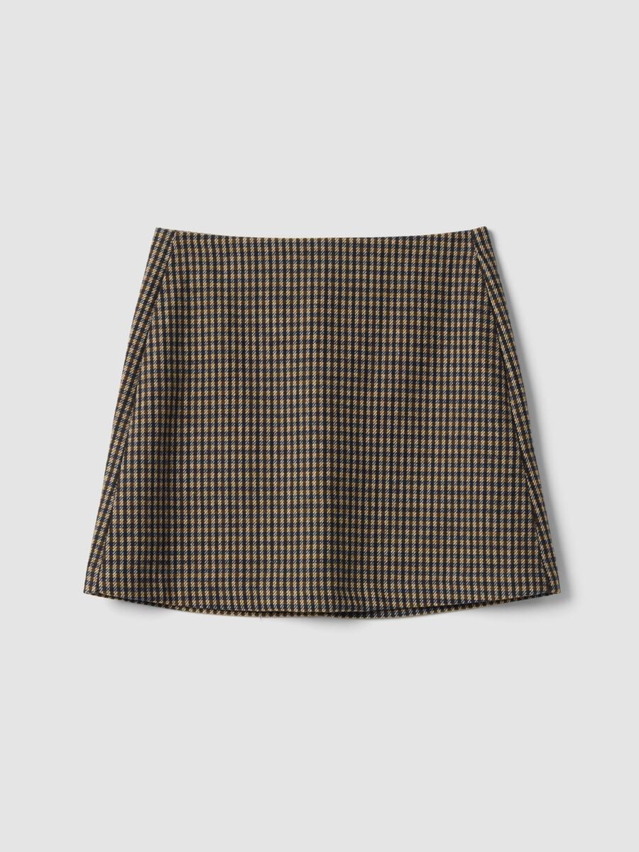 Multicoloured checked wool and viscose-blend skirt_4