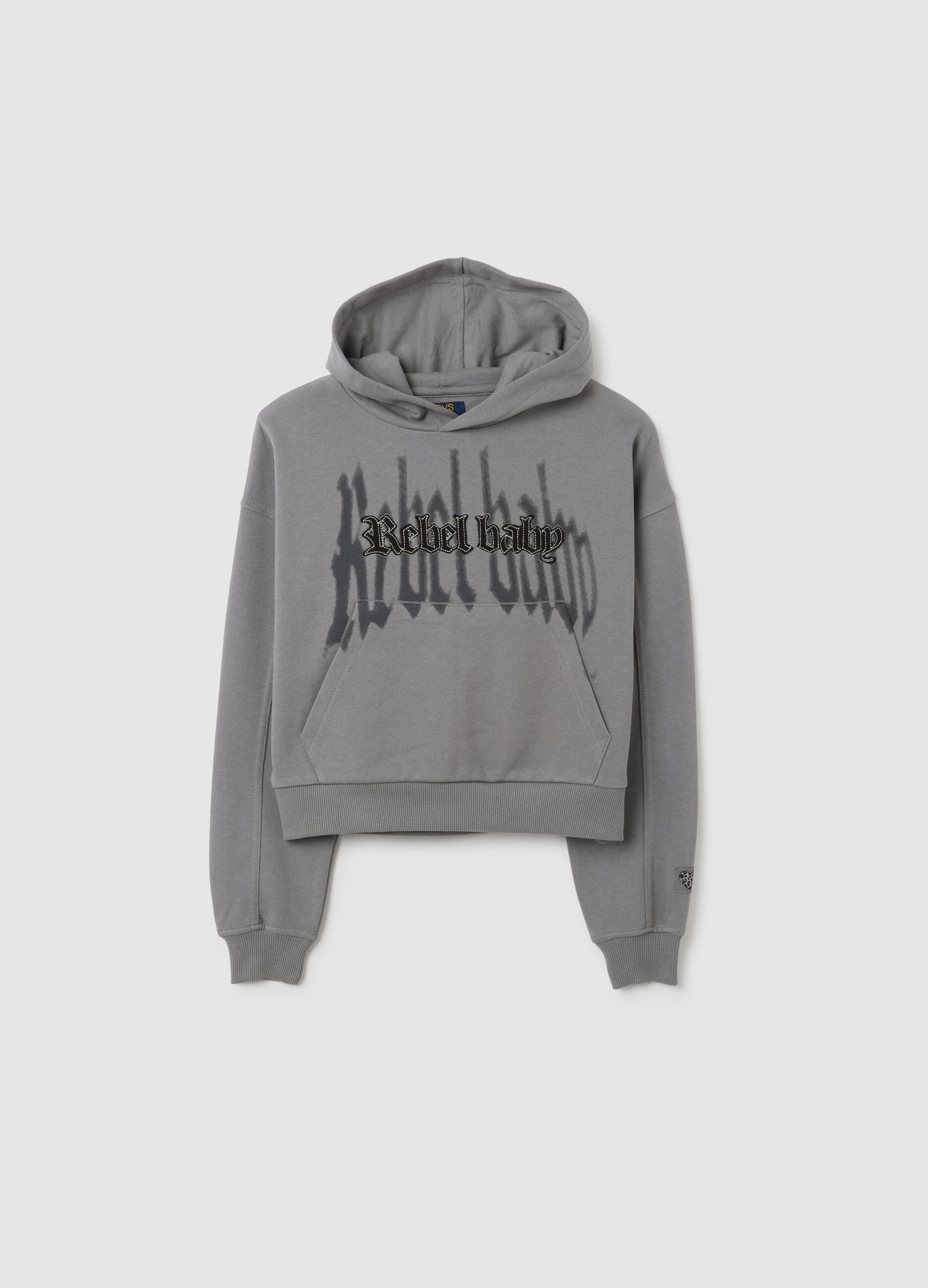 Girls' Grey Hoodie in Pure Cotton