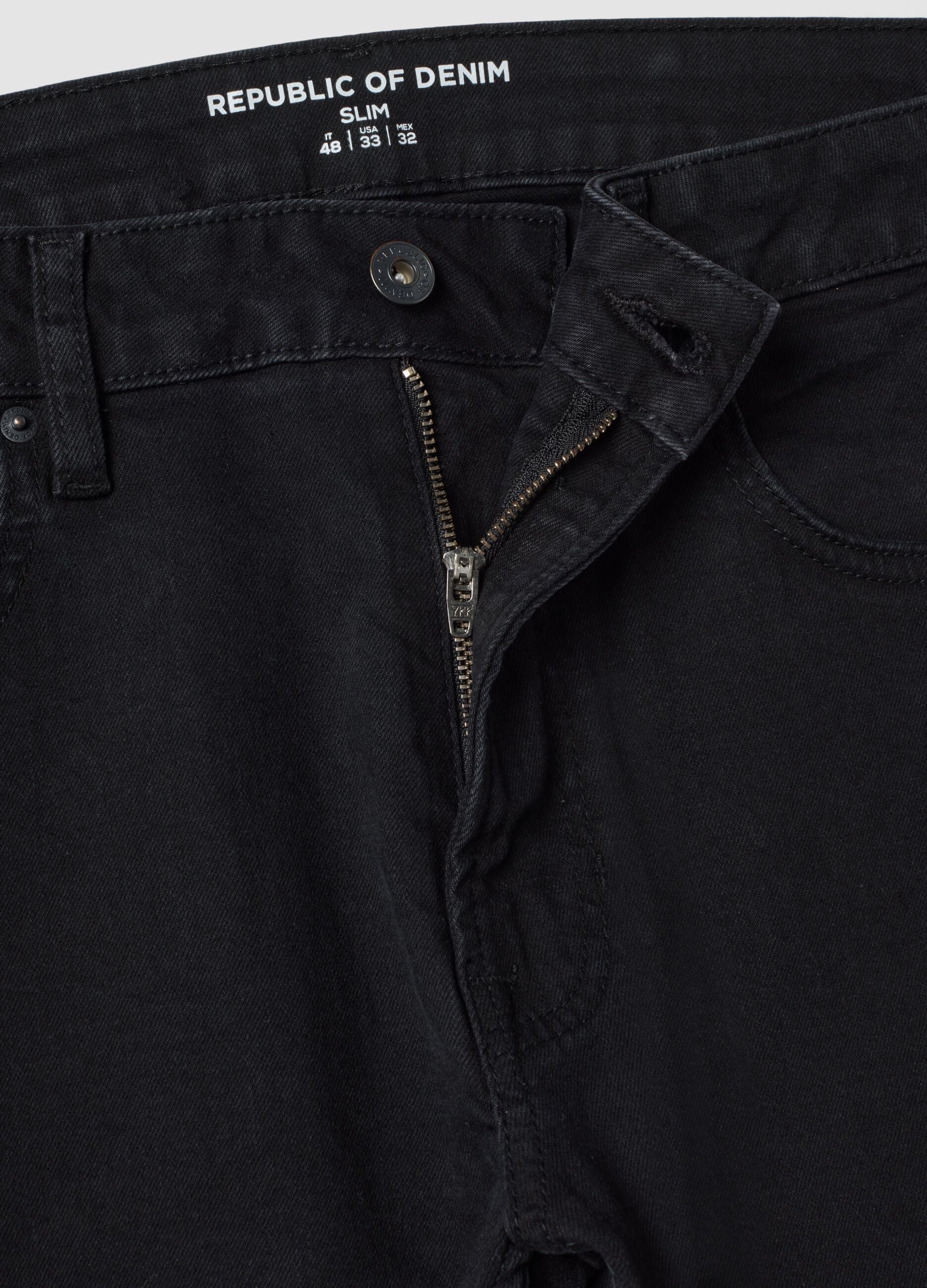 Black slim-fit stretch cotton denim jeans