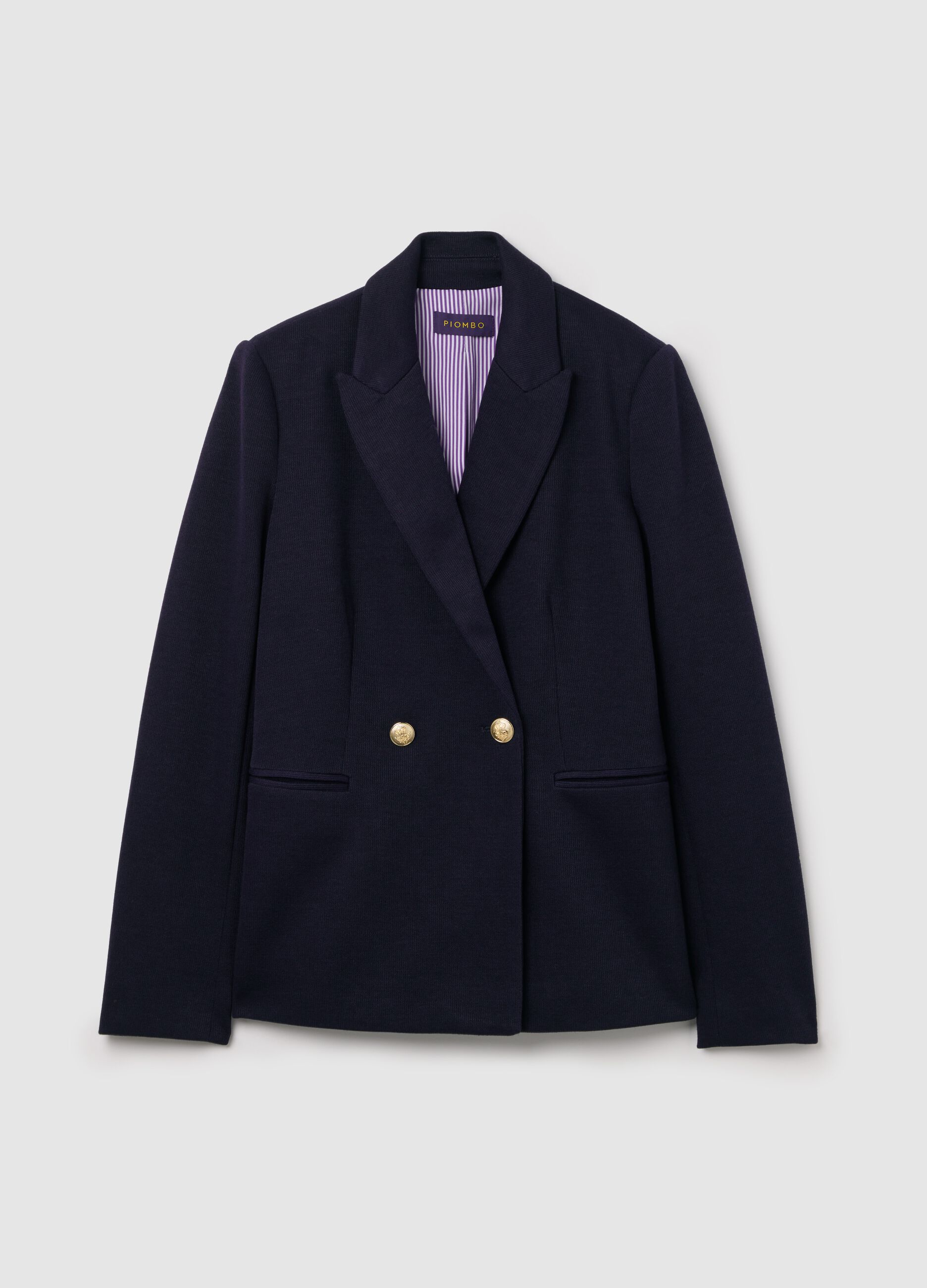 Double-breasted blazer in jersey with gold-coloured buttons