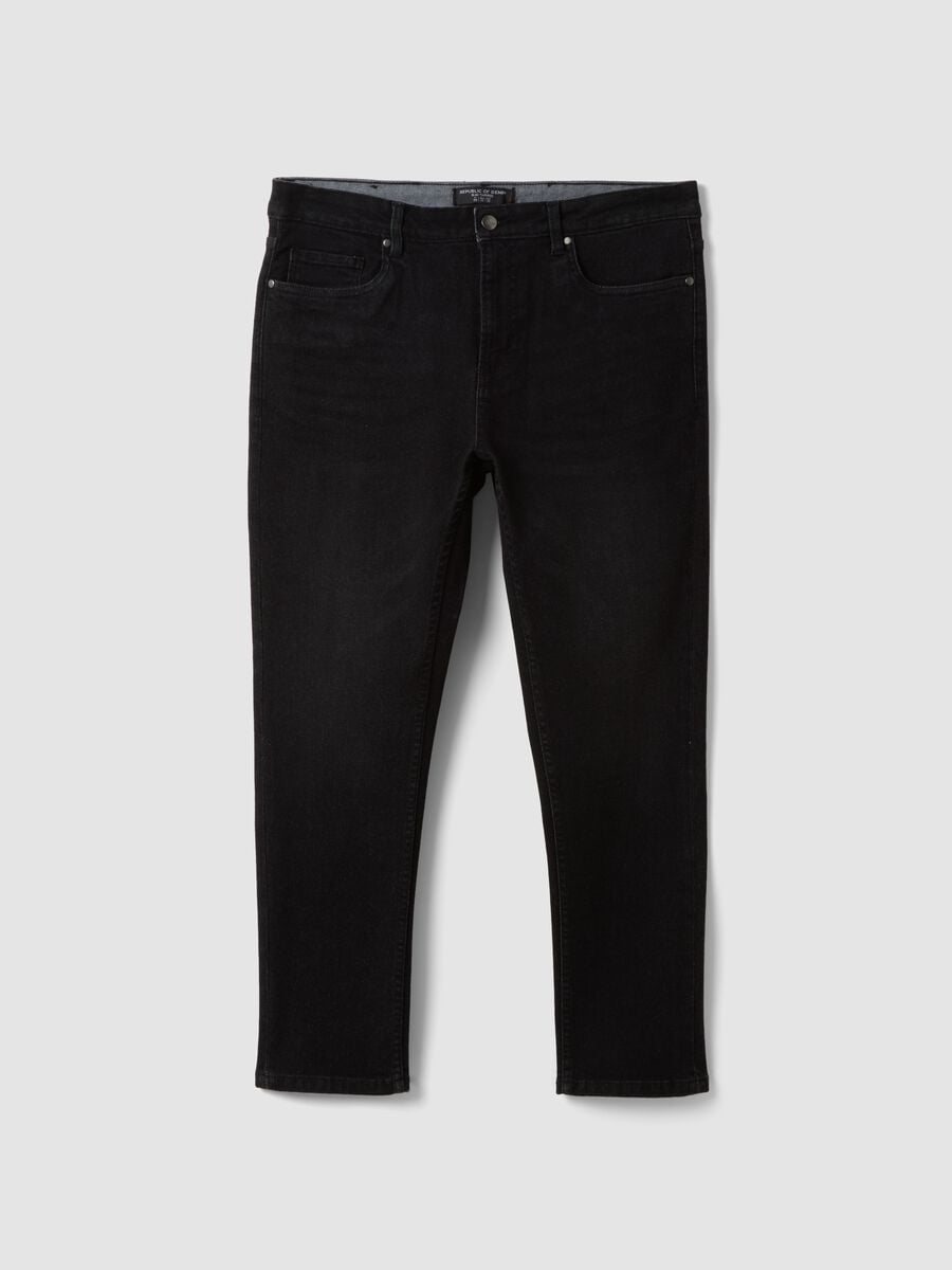 Jeans neri in cotone elasticizzato slim tapered fit_0