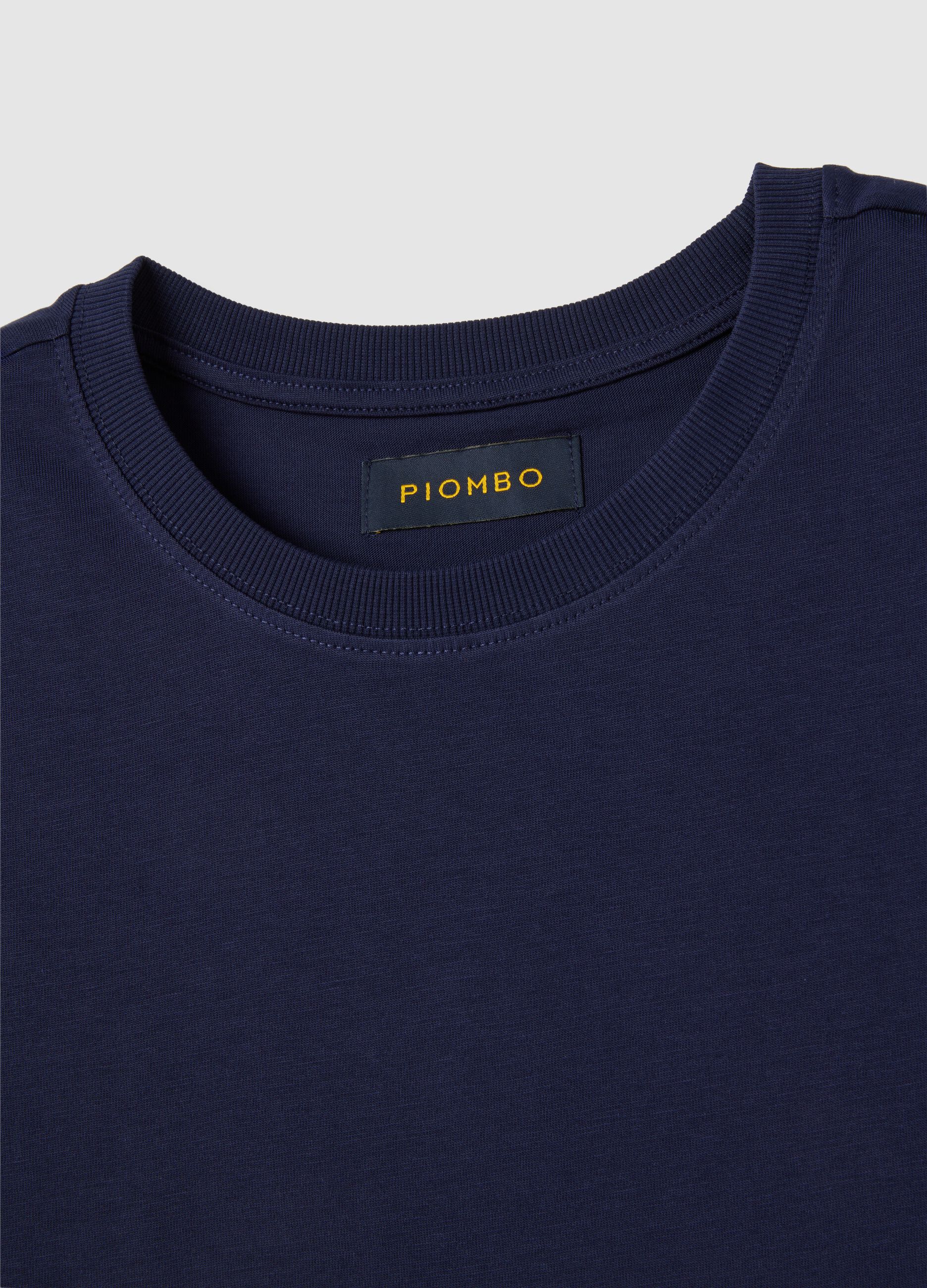 Blue pure cotton regular fit T-shirt
