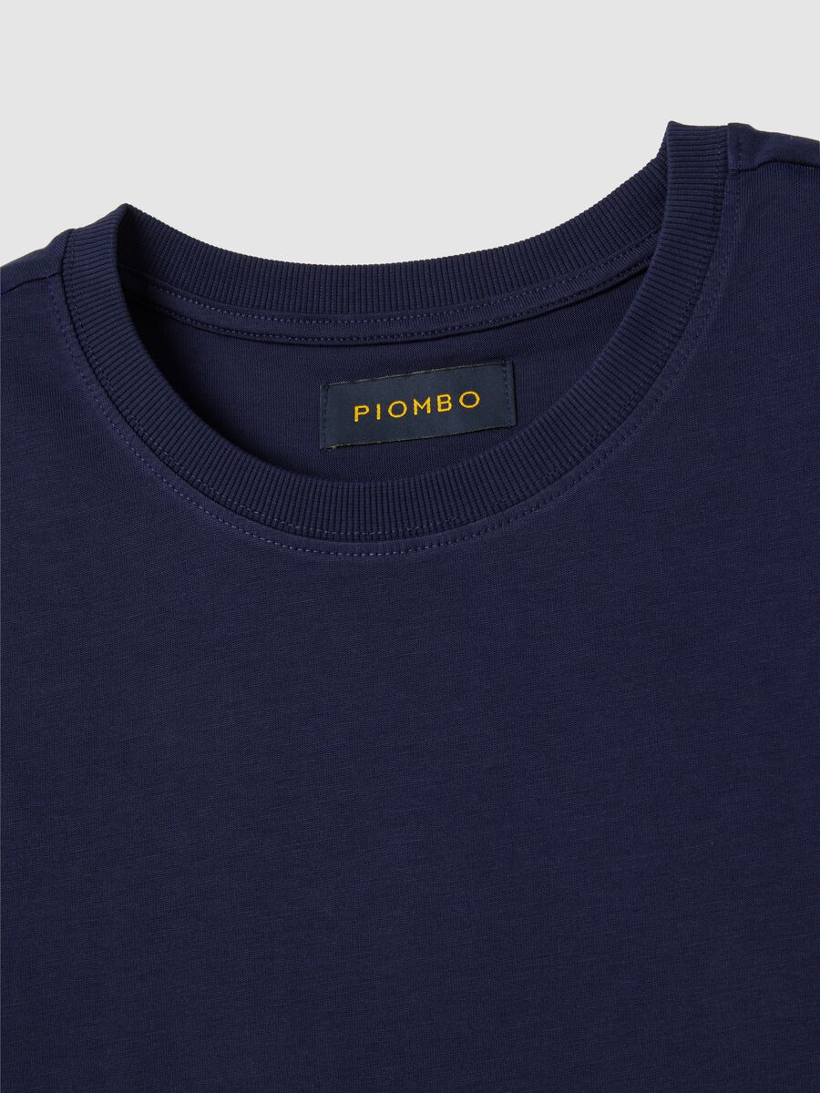 Blue pure cotton regular fit T-shirt_1