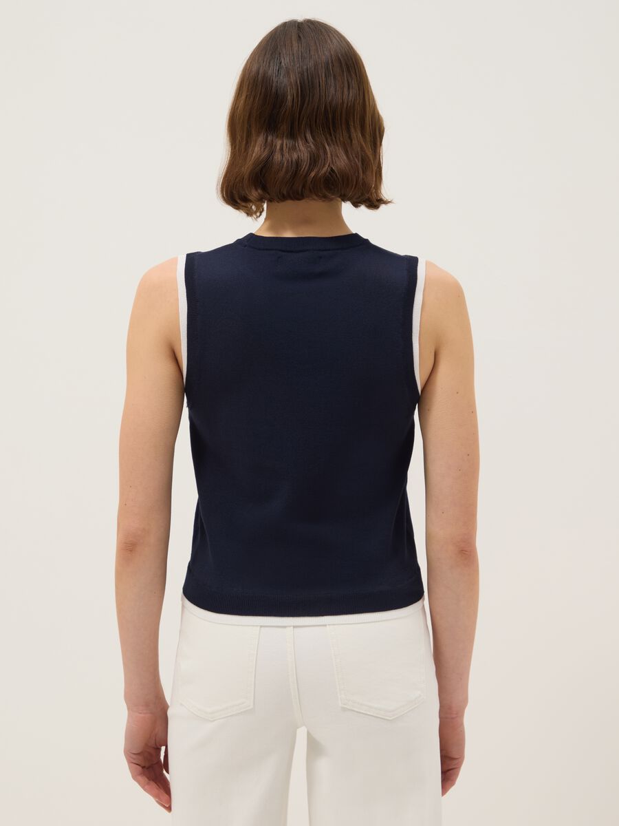 Blue sleeveless viscose blend tank top regular fit_2