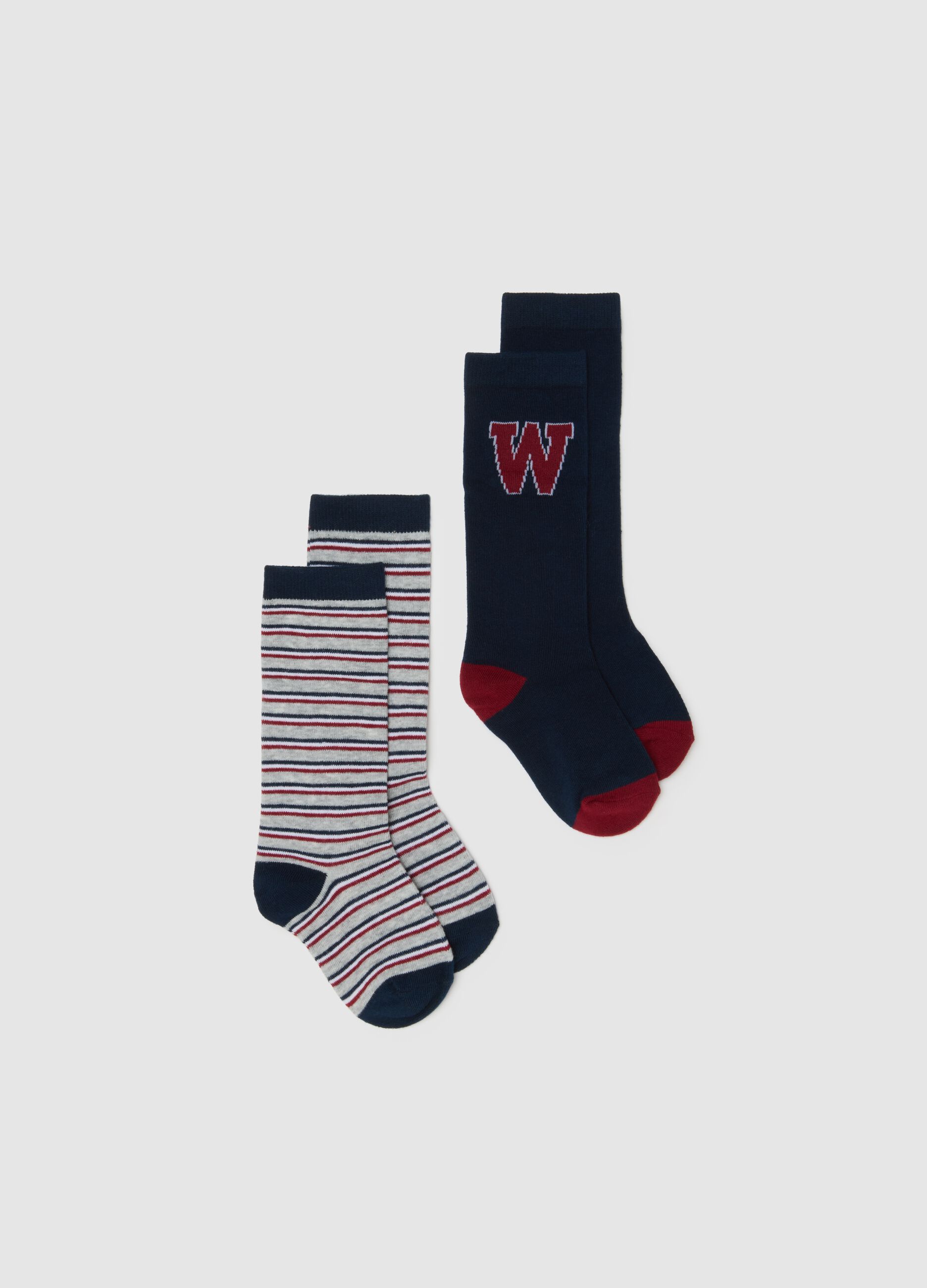 Children's Multicolour Cotton Blend Long Socks Twin Pack