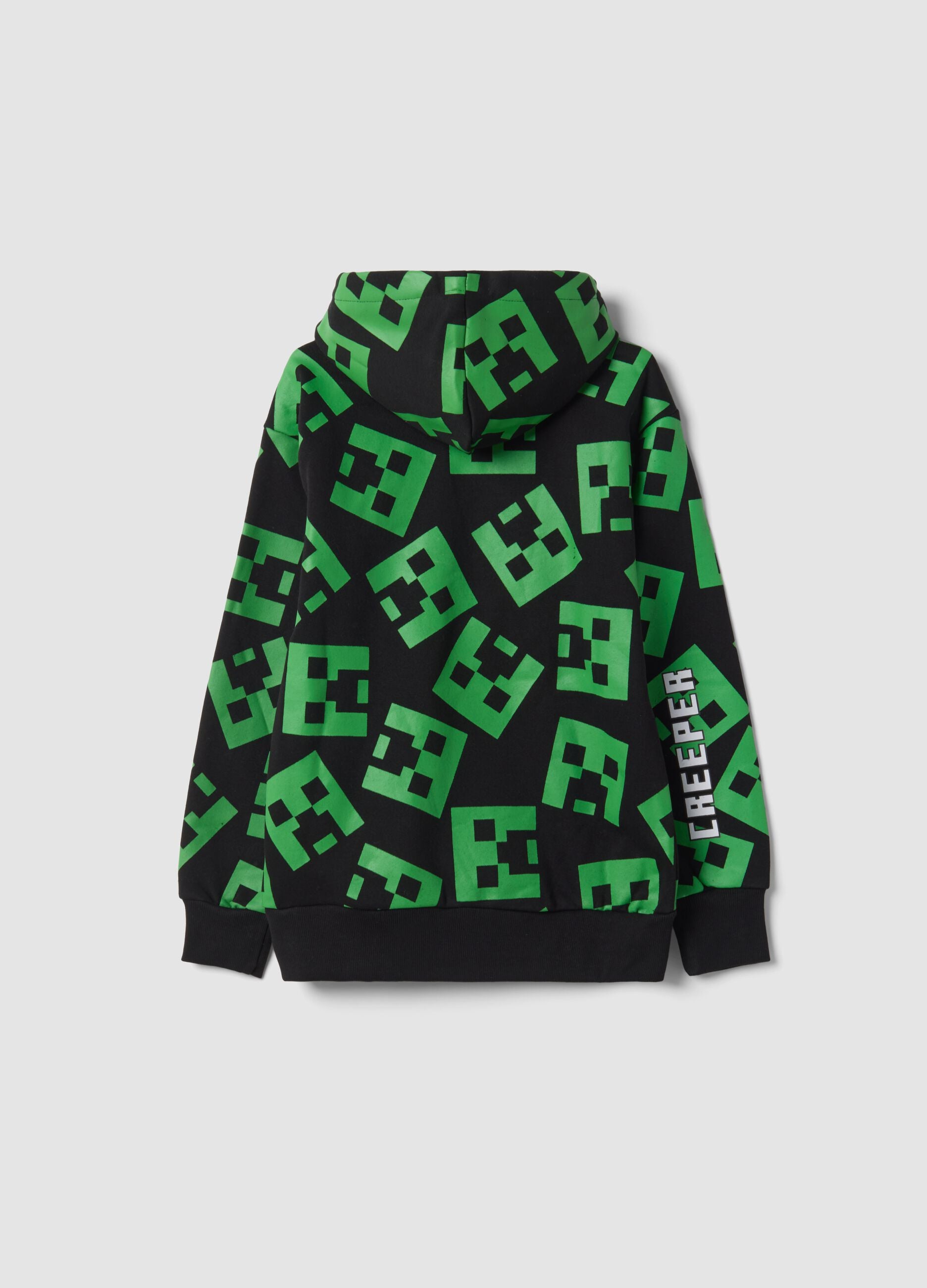 Black Minecraft all-over print cotton-blend oversized hoodie