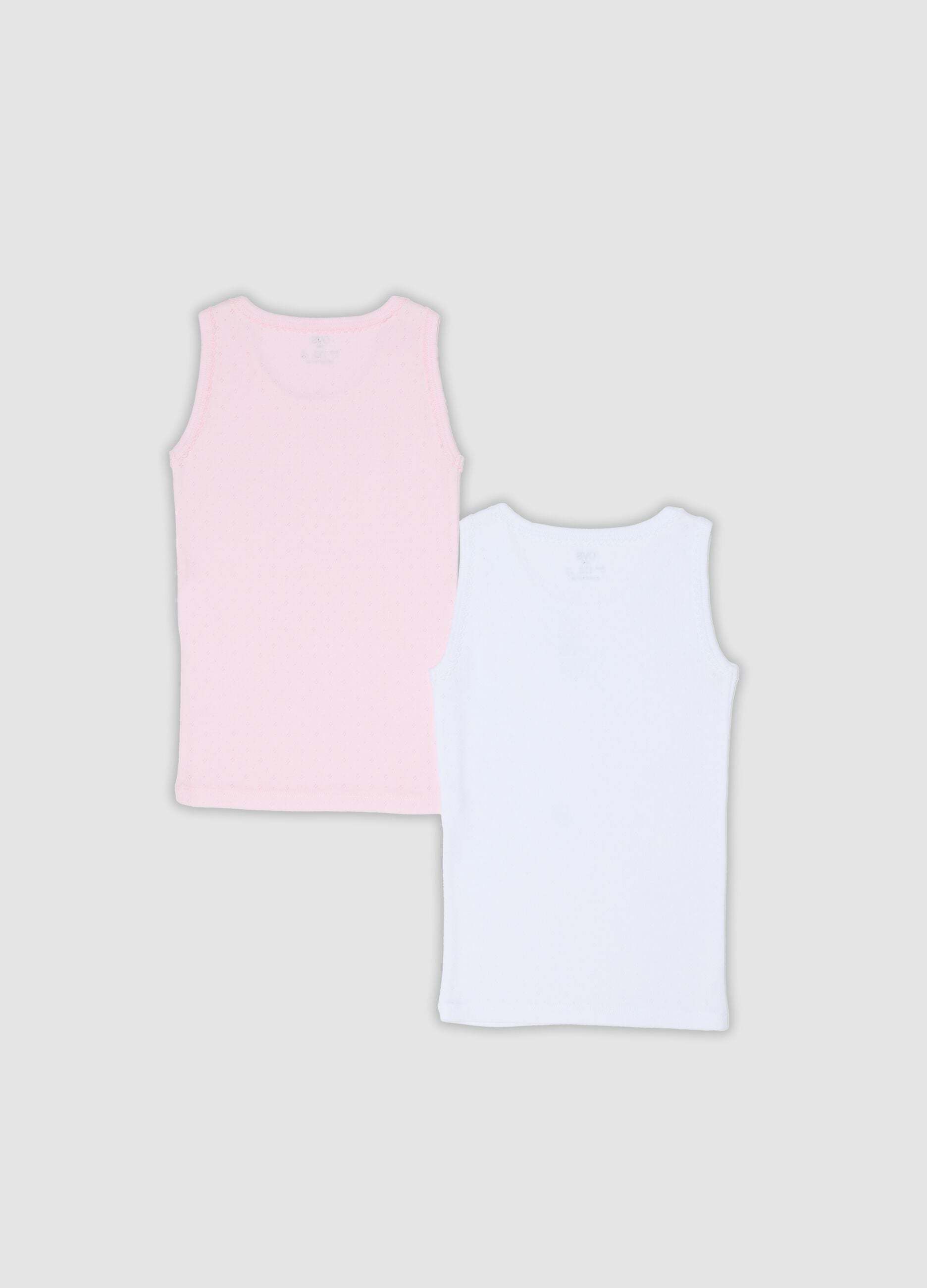 2-pack pink and white organic cotton vests for girls