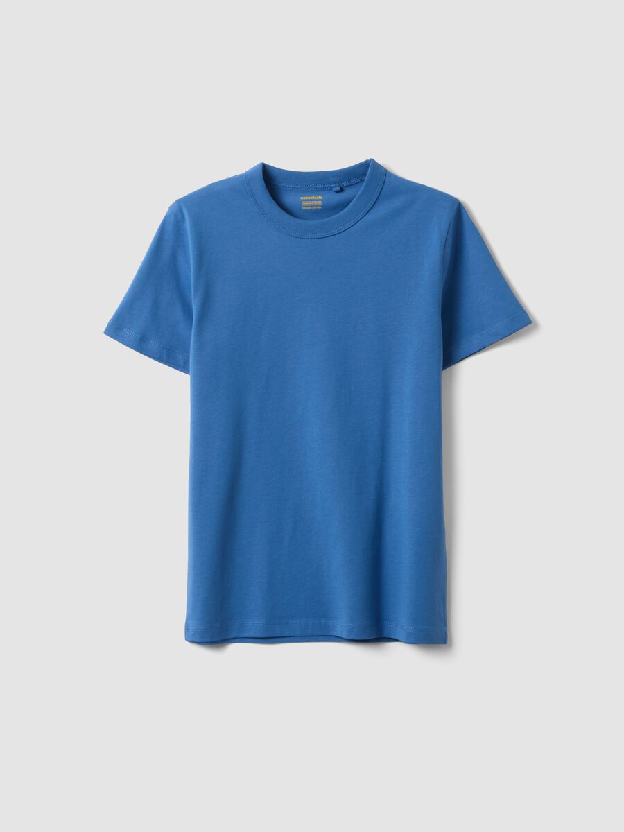 T-shirt in puro cotone blu da ragazzo regular fit_0