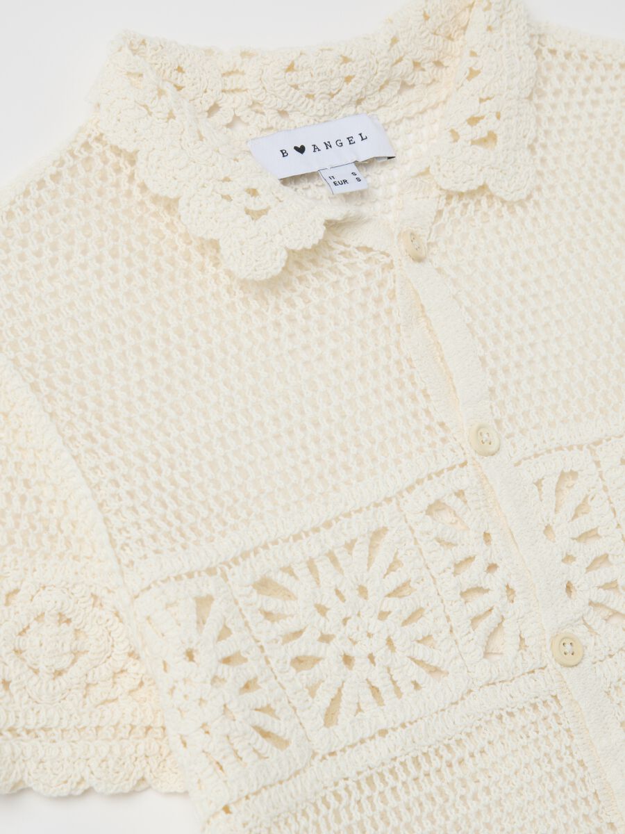 Women’s short, beige regular-fit shirt in cotton blend._5