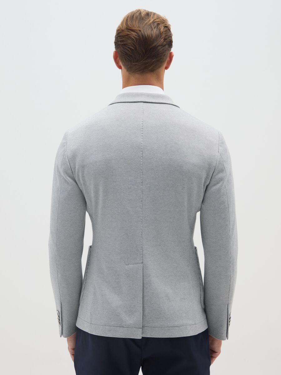 Blazer in misto cotone a quadri slim fit con bottoni_3