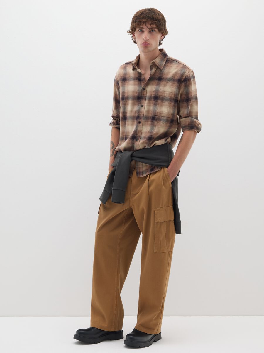 Brown pure cotton regular fit shirt_1