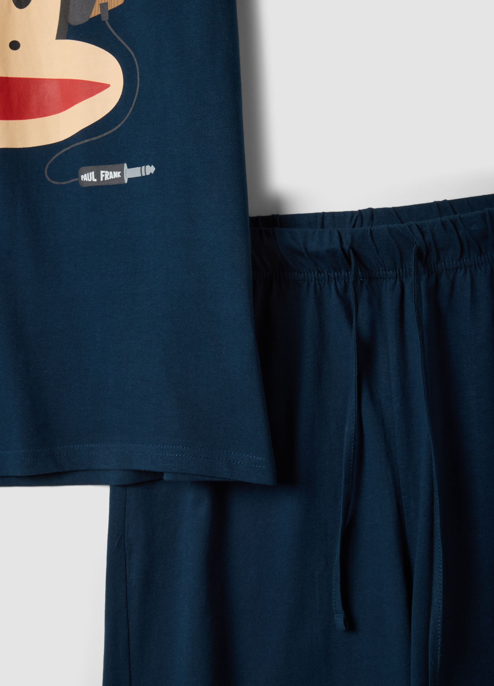 Blue short pure cotton pyjama set with Paul Frank print, regular fit