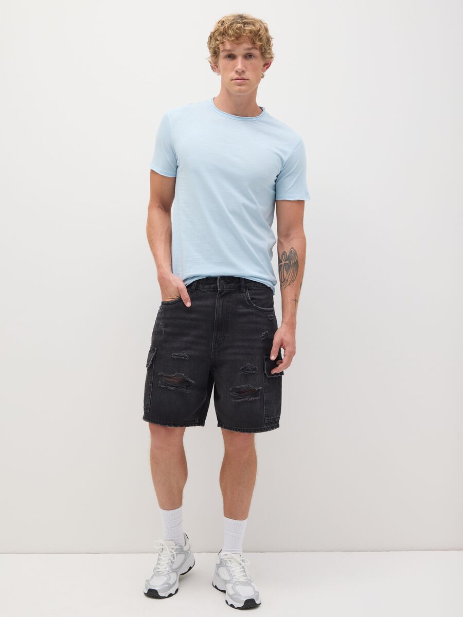 Men's pure cotton light blue regular fit T-shirt_1