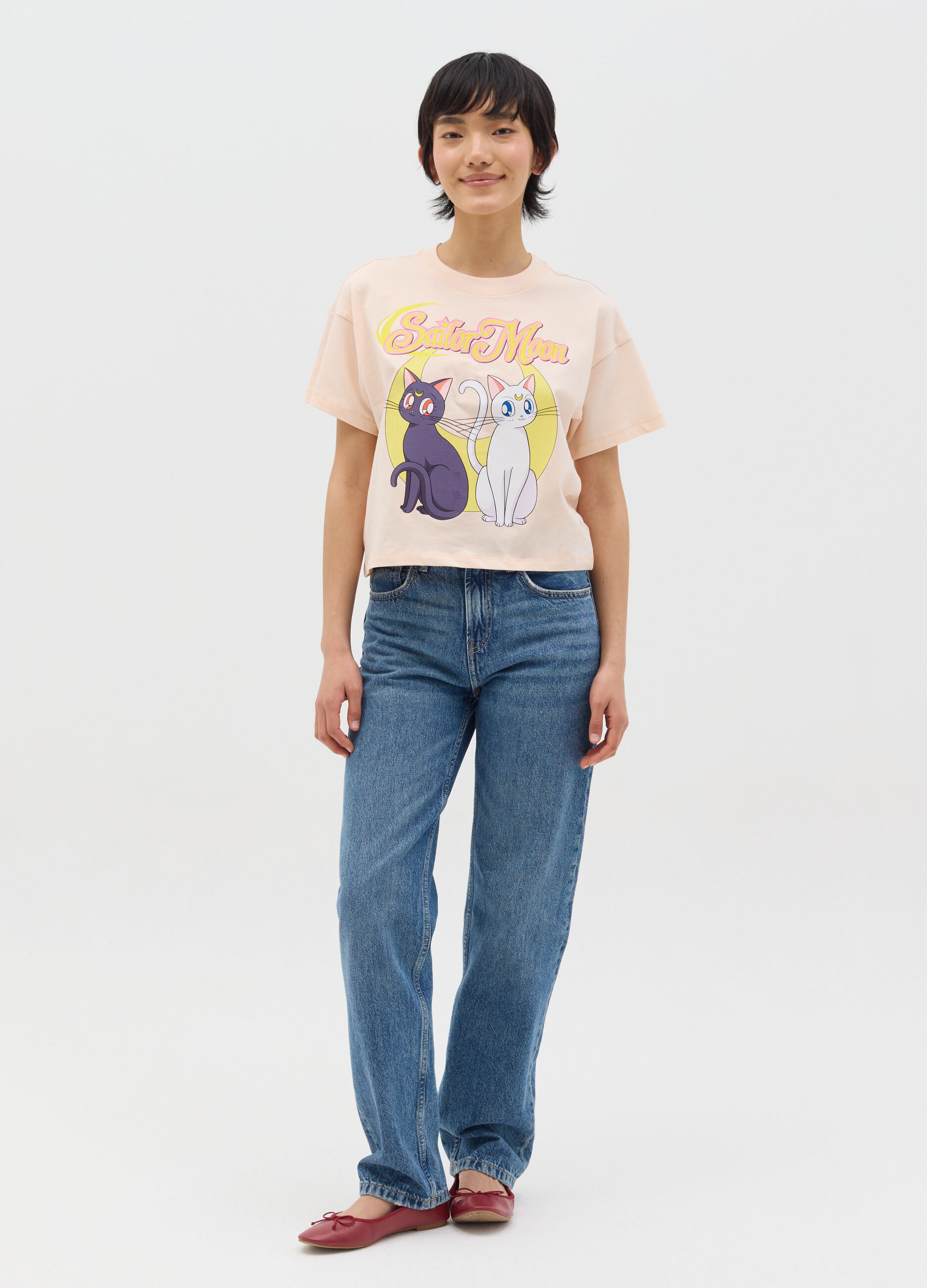 Short-sleeved T-shirt with Sailor Moon print