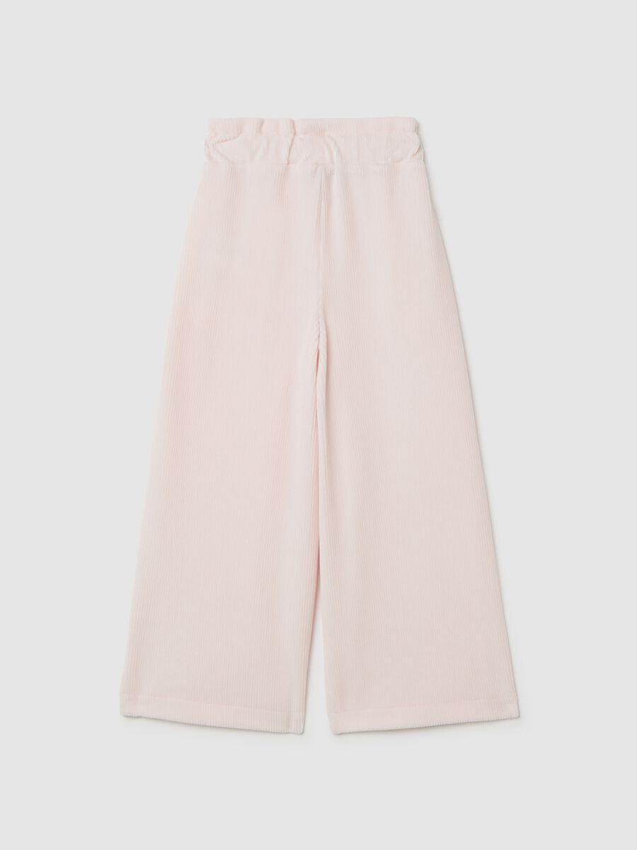 Pink chenille trousers for girls_1