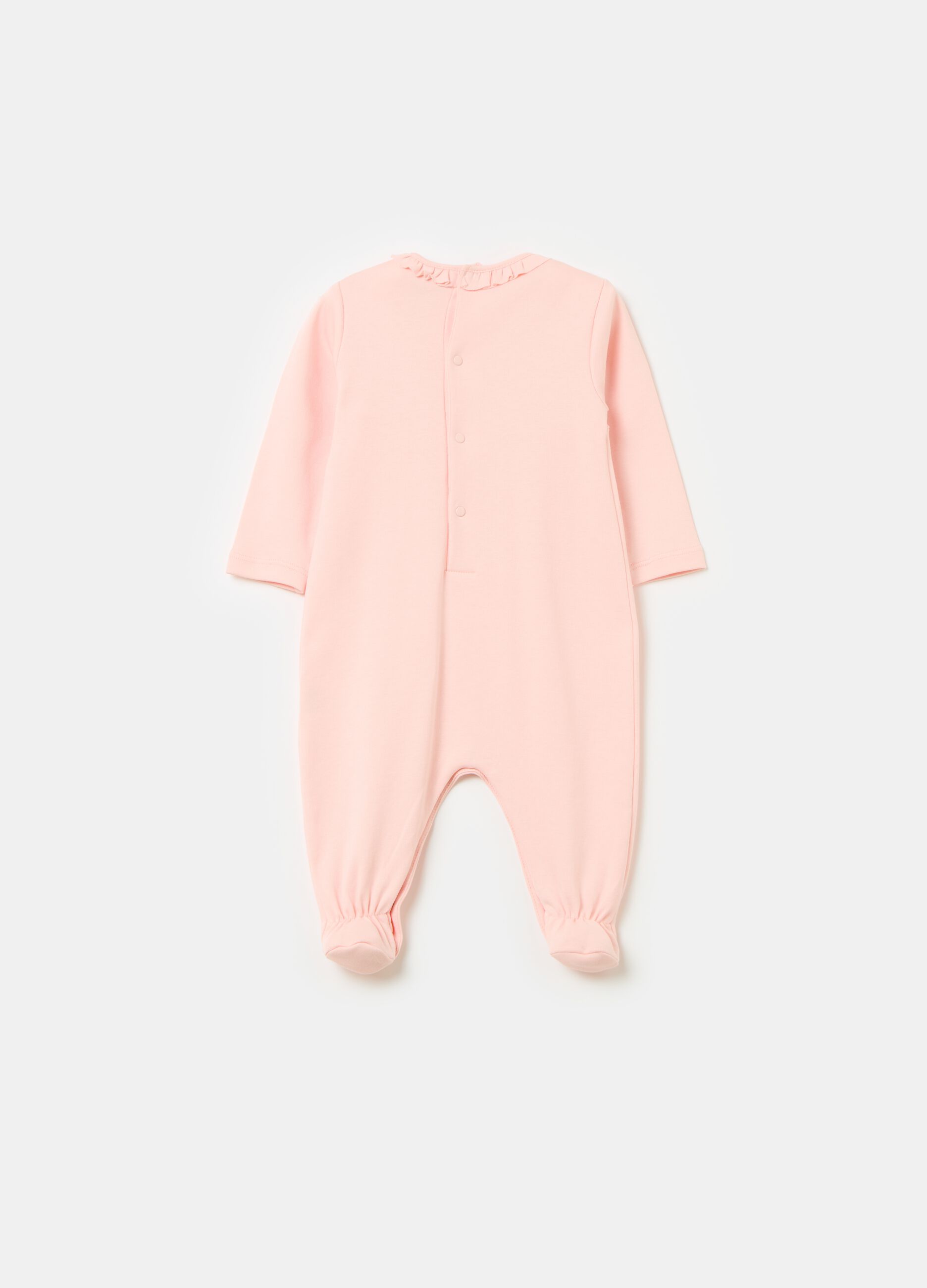 Organic cotton onesie with feet and embroidery