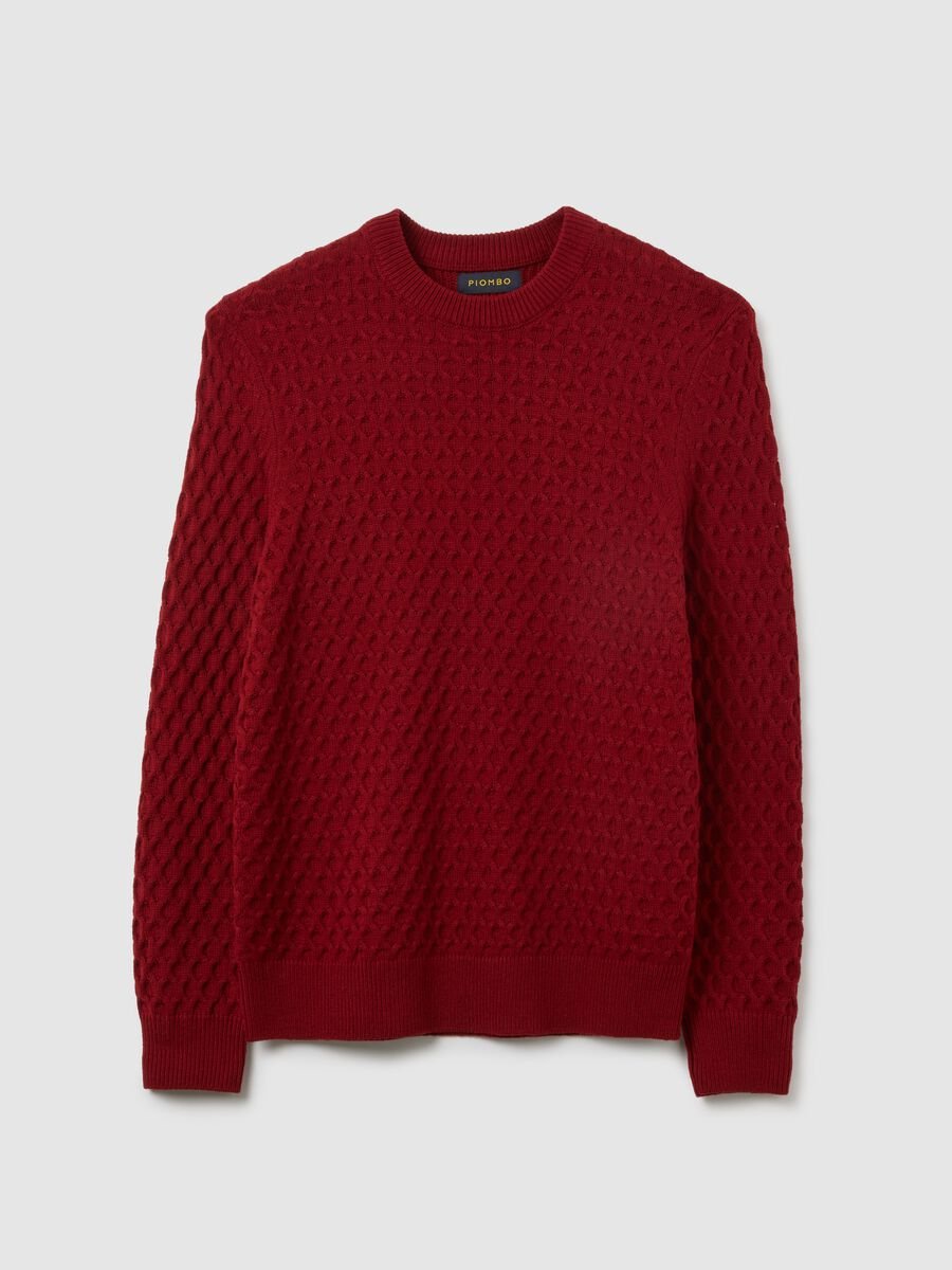 Regular fit red cotton blend jumper_4