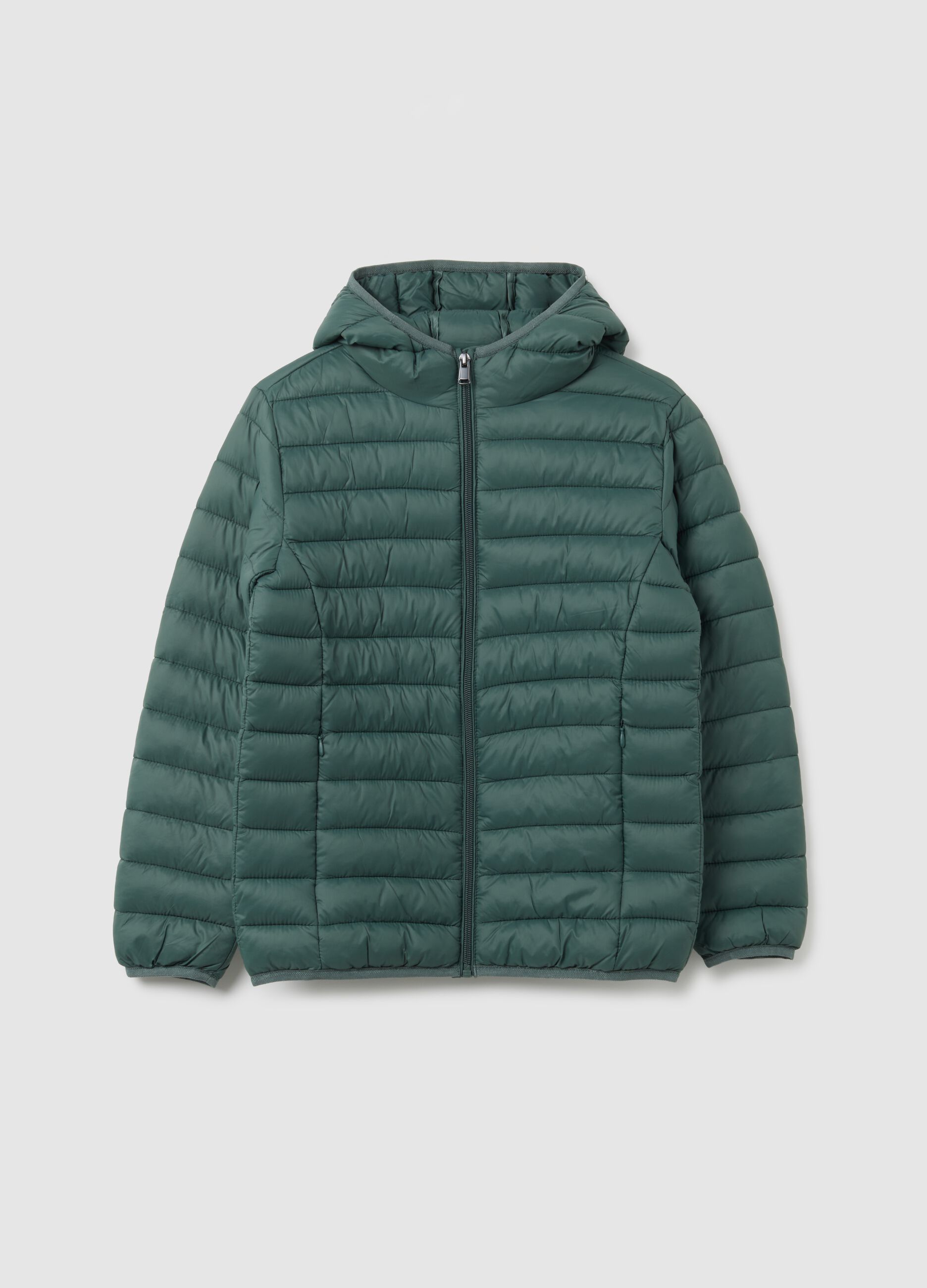 Boys' green mixed fabric jacket, regular fit