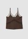 Brown regular fit viscose blend tank top with transparent details_4