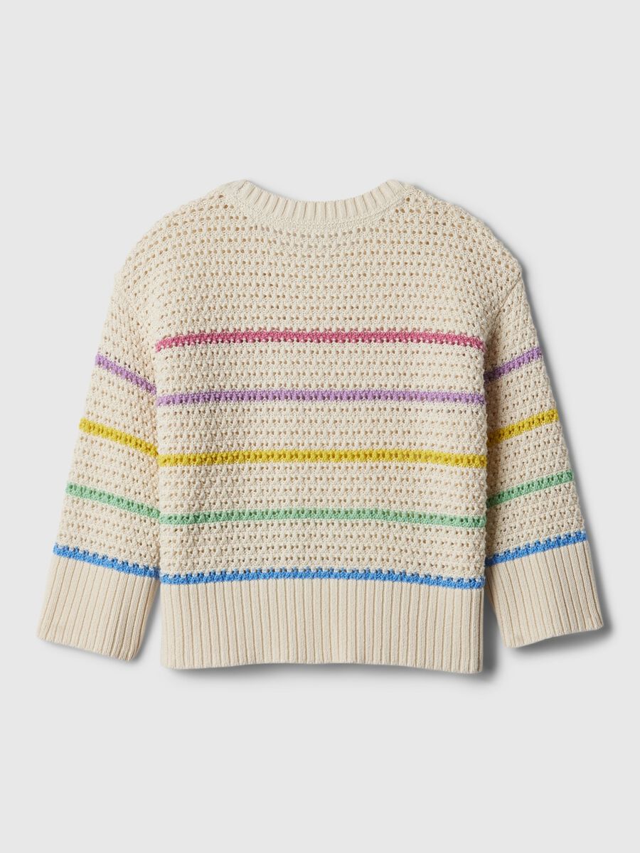 Striped pullover with openwork design_1