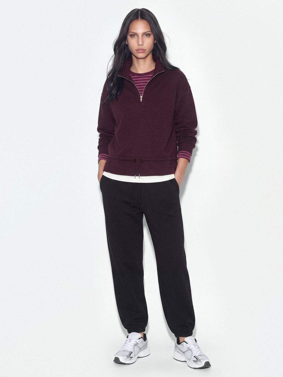 Pantaloni jogger neri in misto cotone con coulisse_0