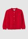 Girls' Red Pure Cotton Regular Fit Cardigan_0
