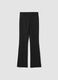 Pantaloni neri flare in viscosa elasticizzata con fantasia gessata_4