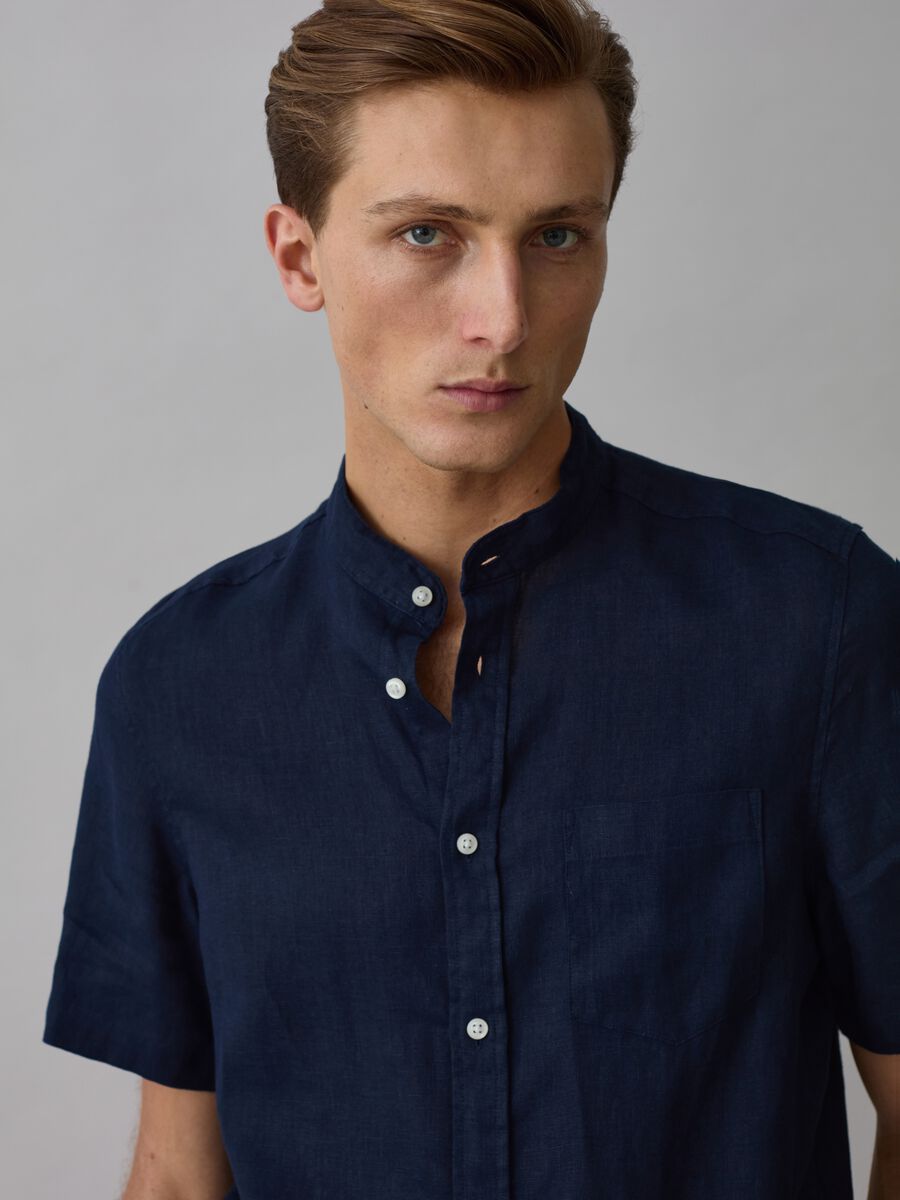 Short-sleeved shirt with Mandarin collar_0