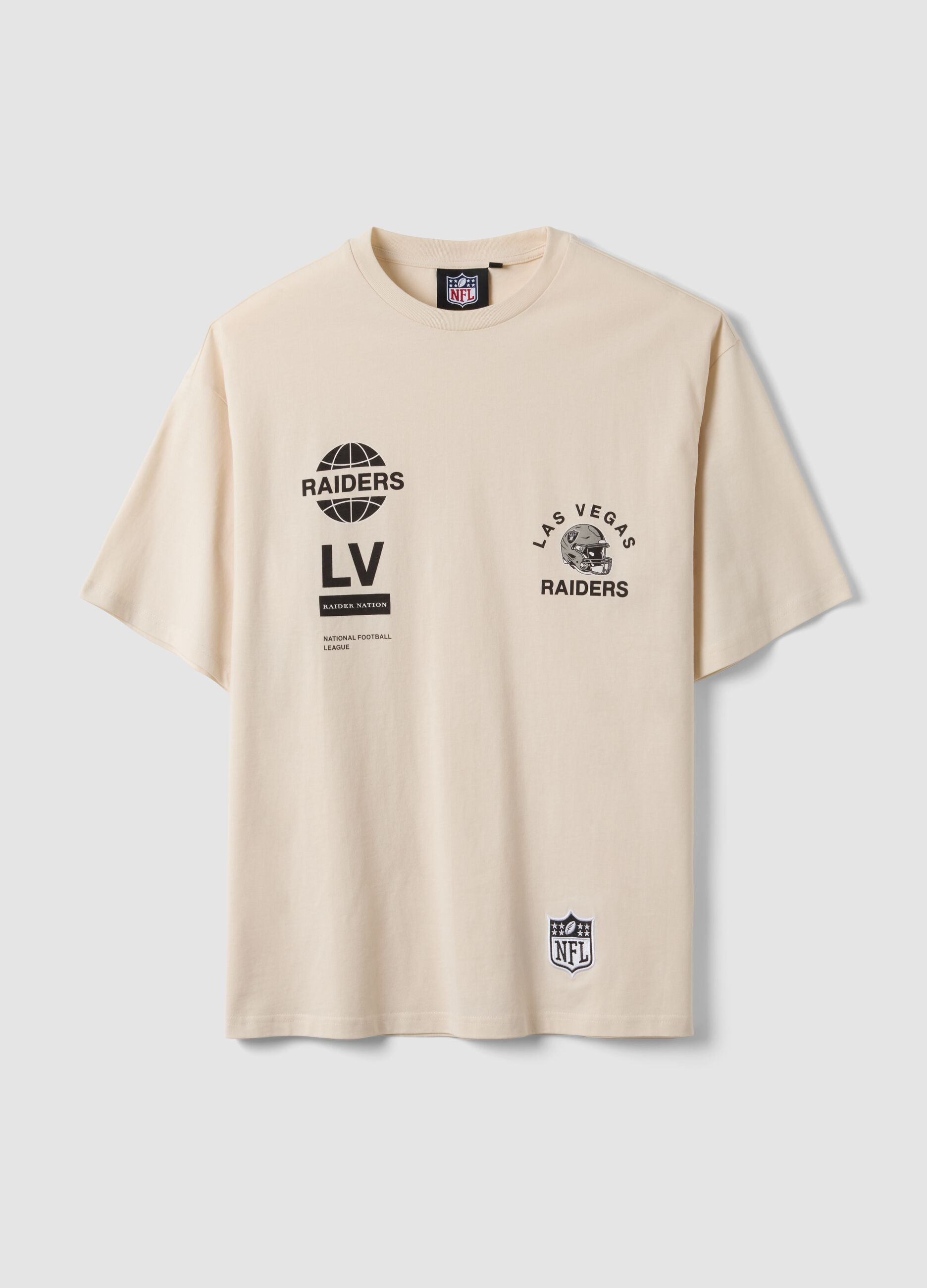 Beige pure cotton Raiders print T-shirt