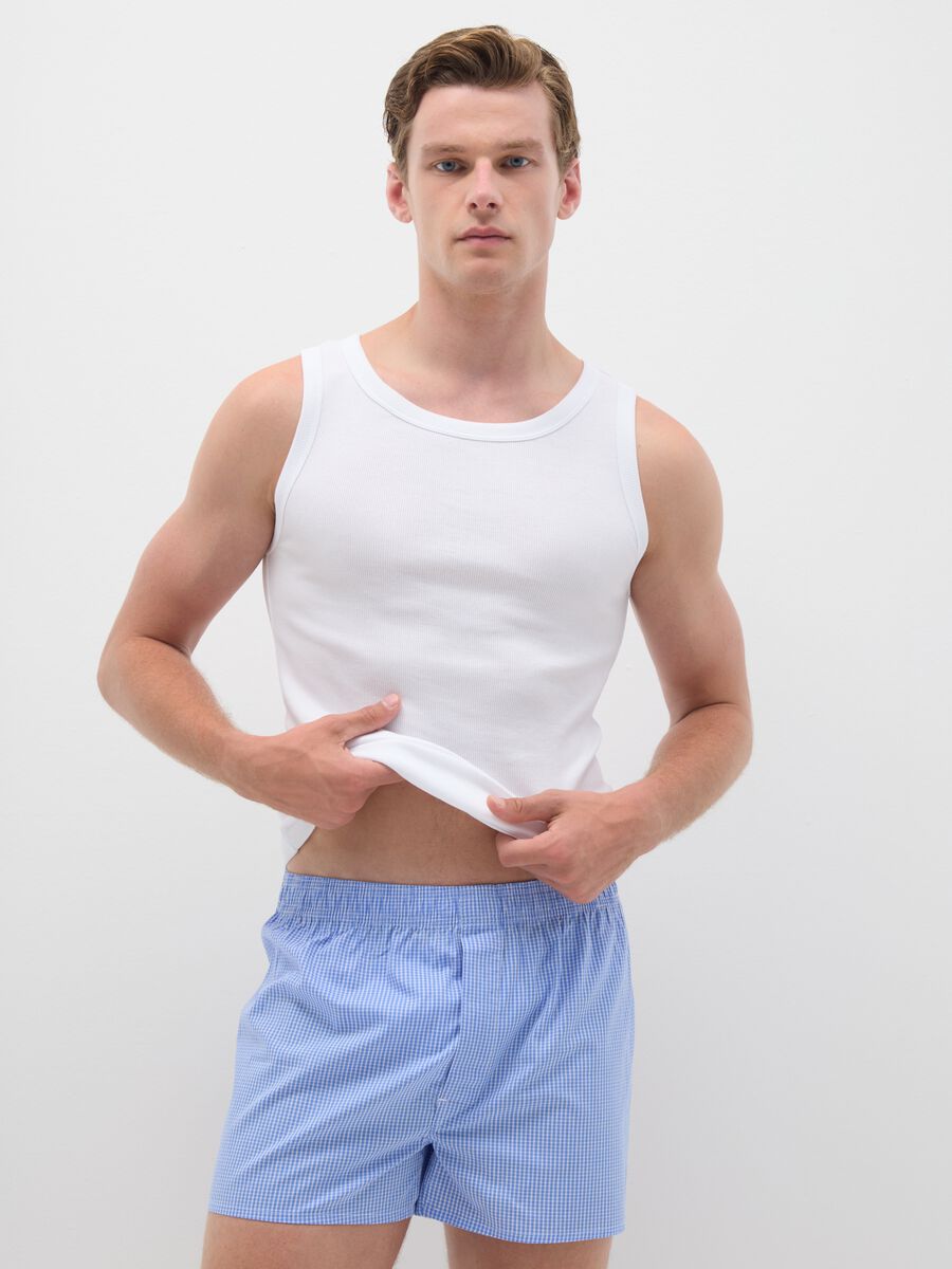 Bipack di boxer da uomo in puro cotone azzurro regular fit_0