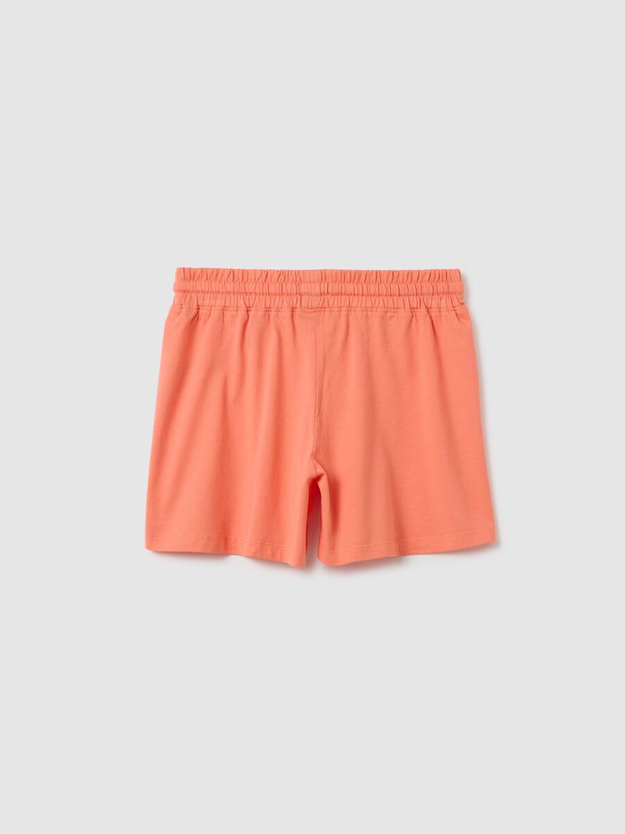 Girls' orange pure cotton shorts, regular fit_1
