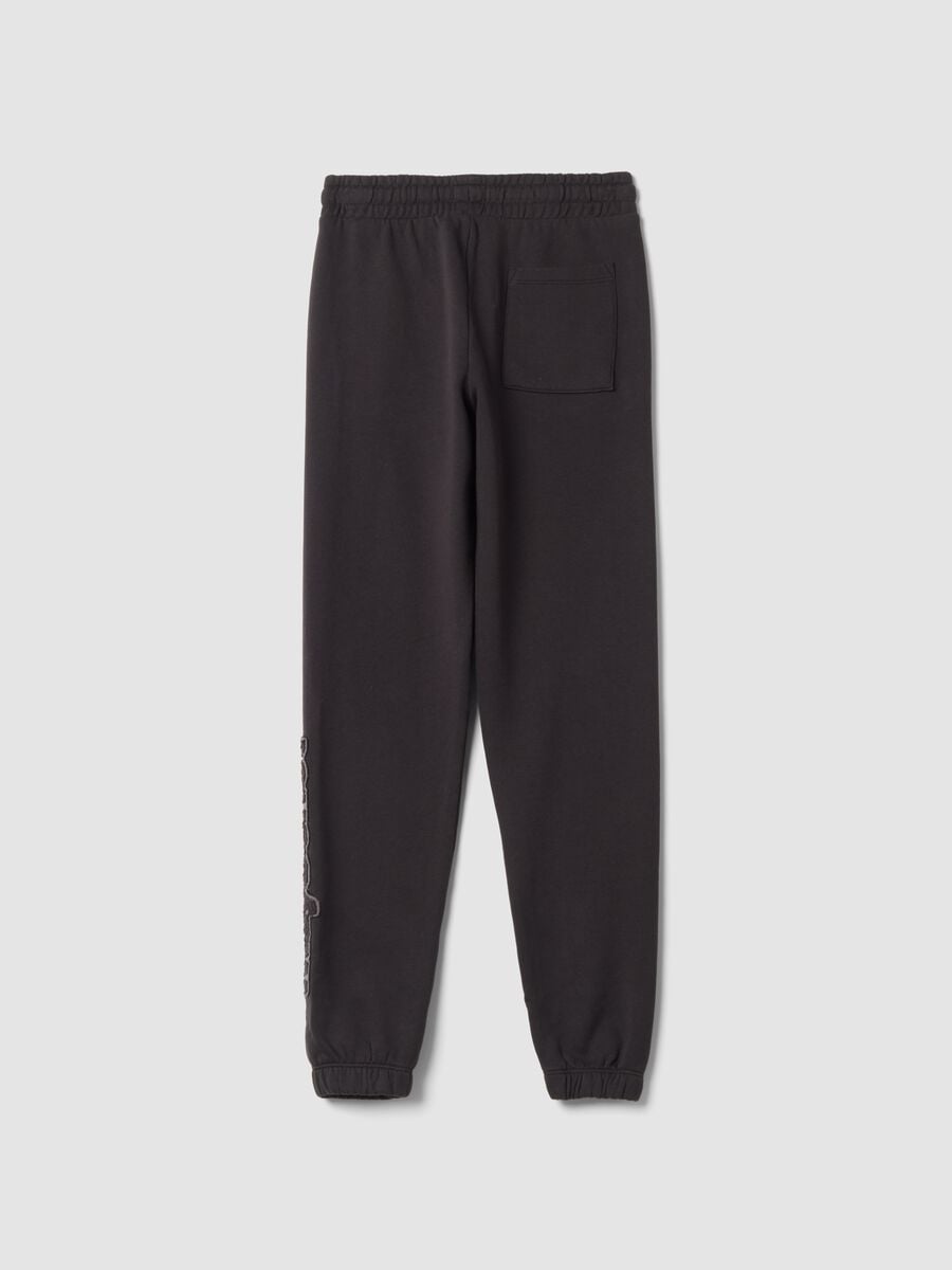 Pantaloni jogger grigi in puro cotone fleece comfort fit_2