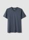 Blue pure cotton regular fit V-neck T-shirt_4