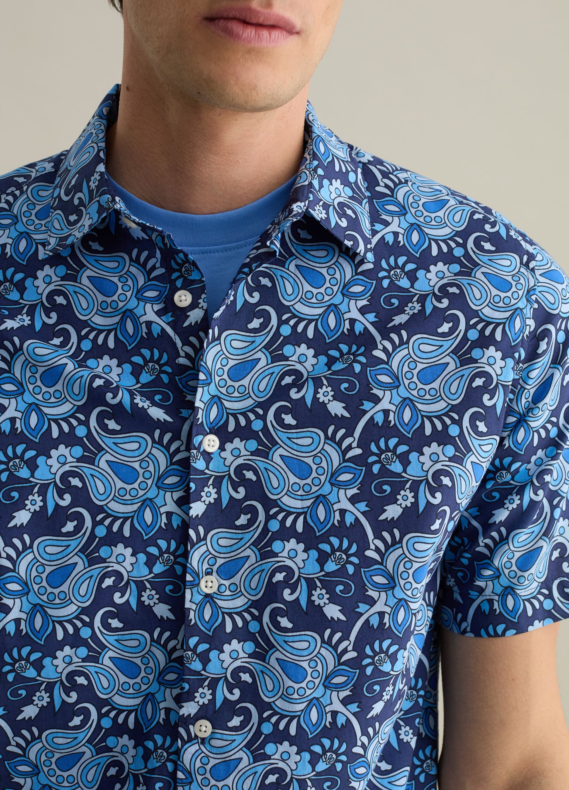 Camicia a maniche corte stampa paisley