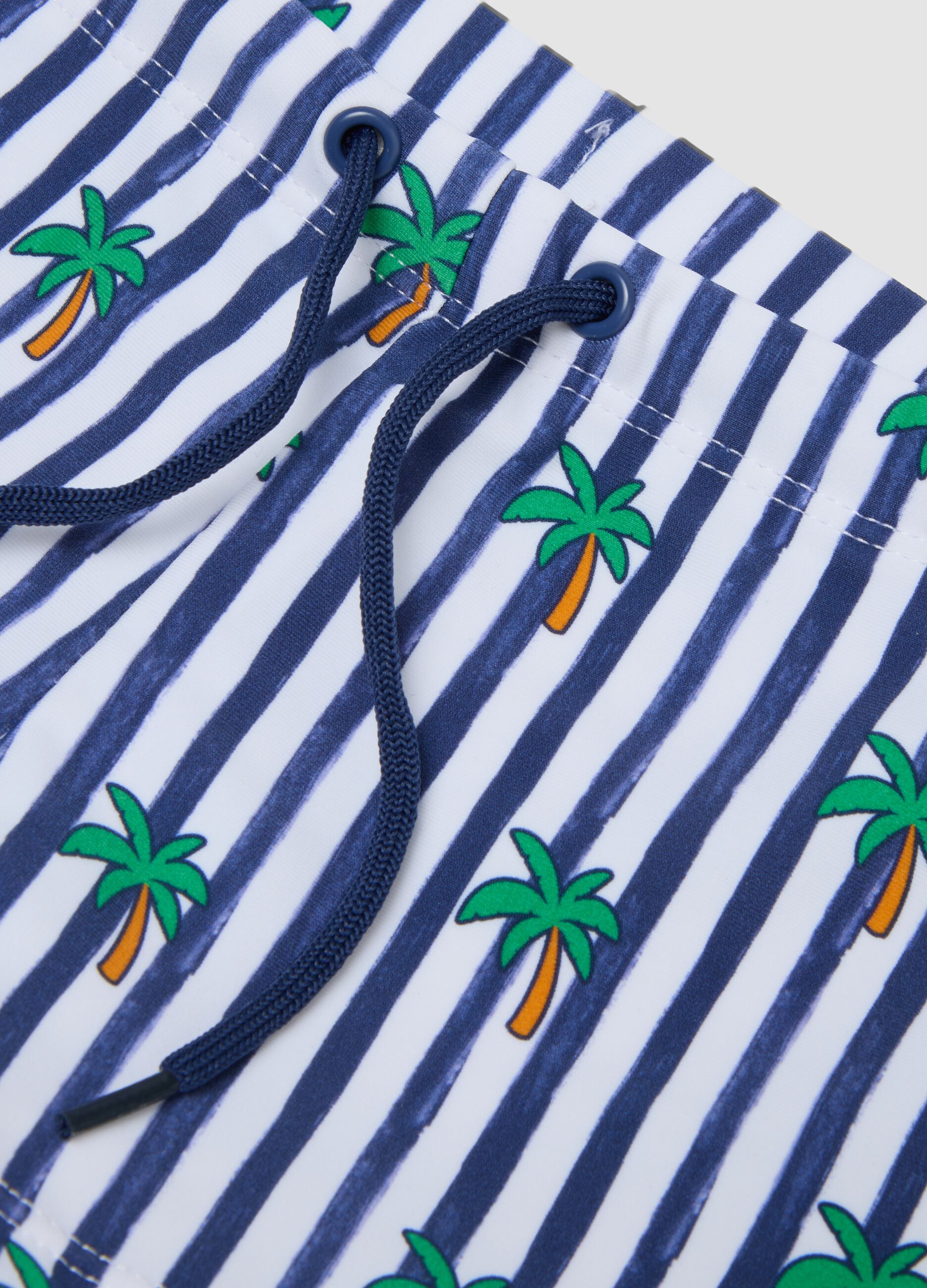 Blue and white stretch boxer swim shorts