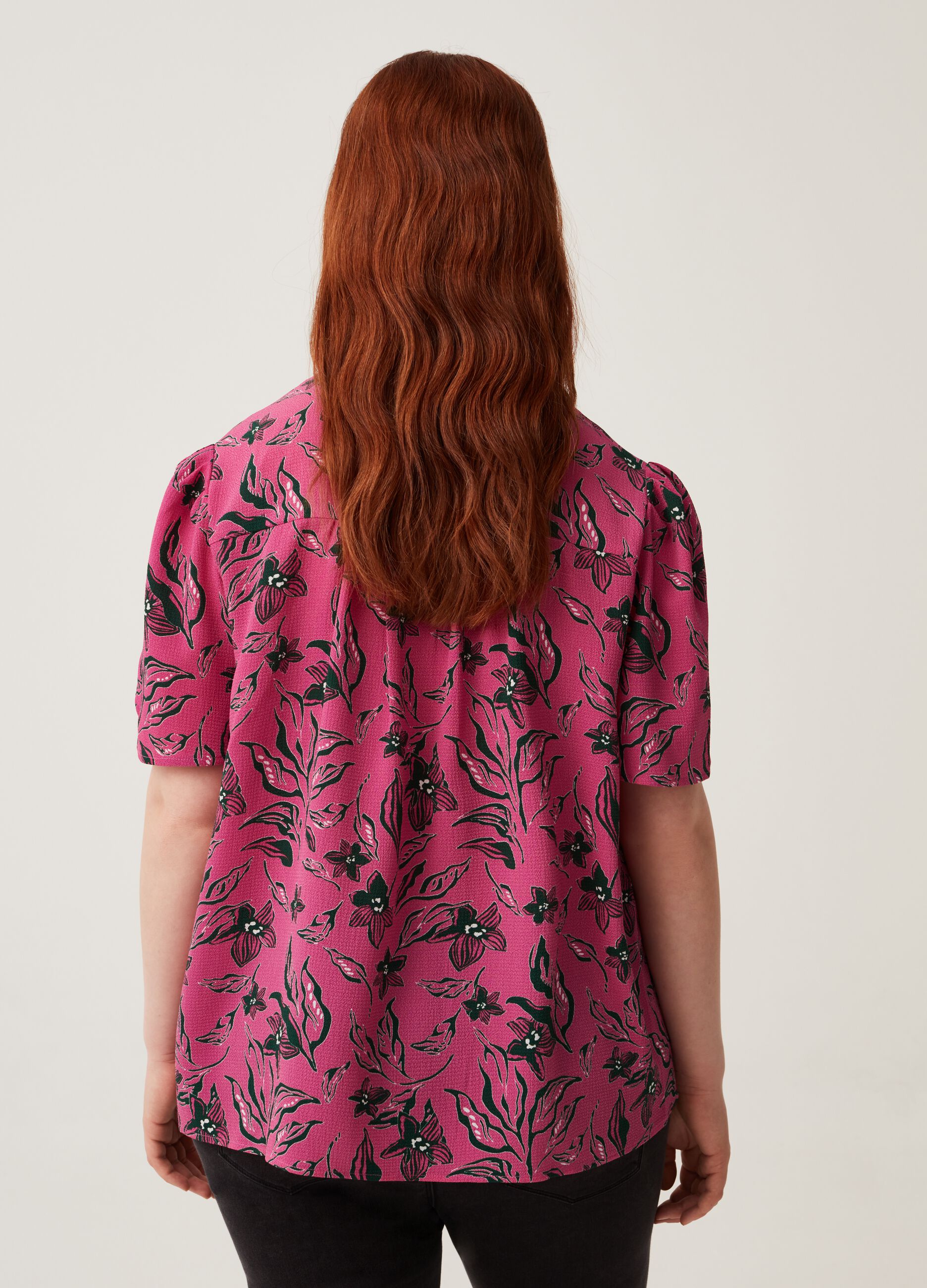 Blusa floreale a maniche corte Curvy MYA_2