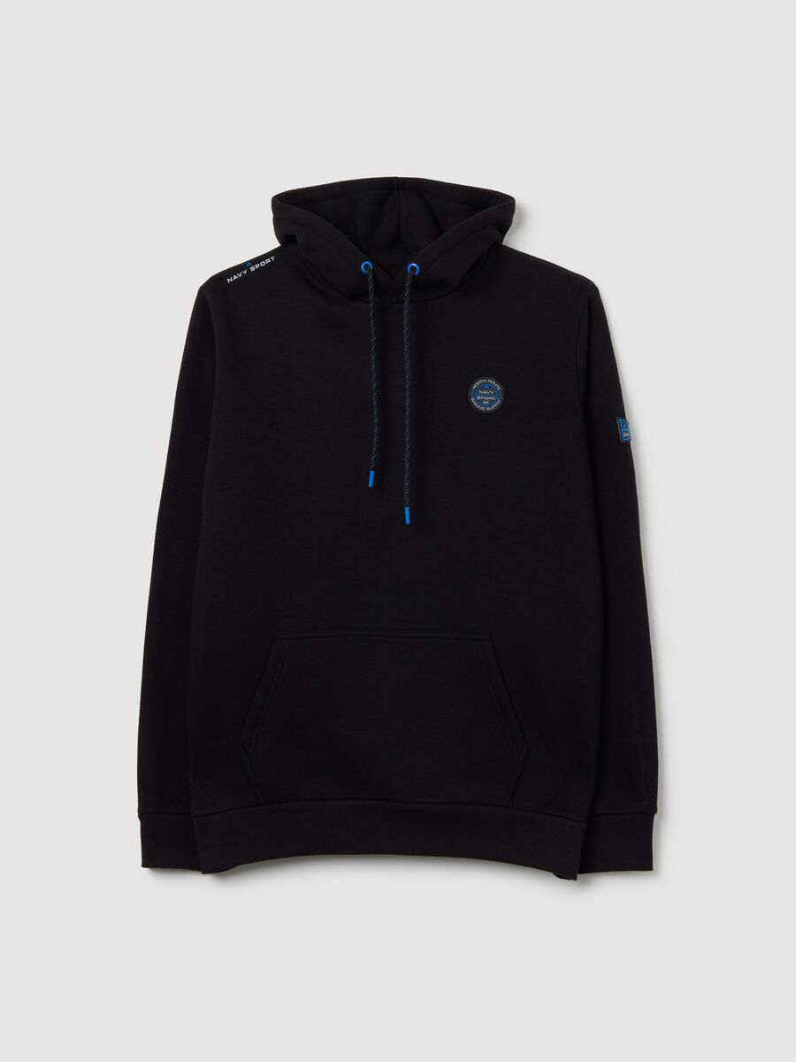 Felpa nera con cappuccio in misto cotone_4