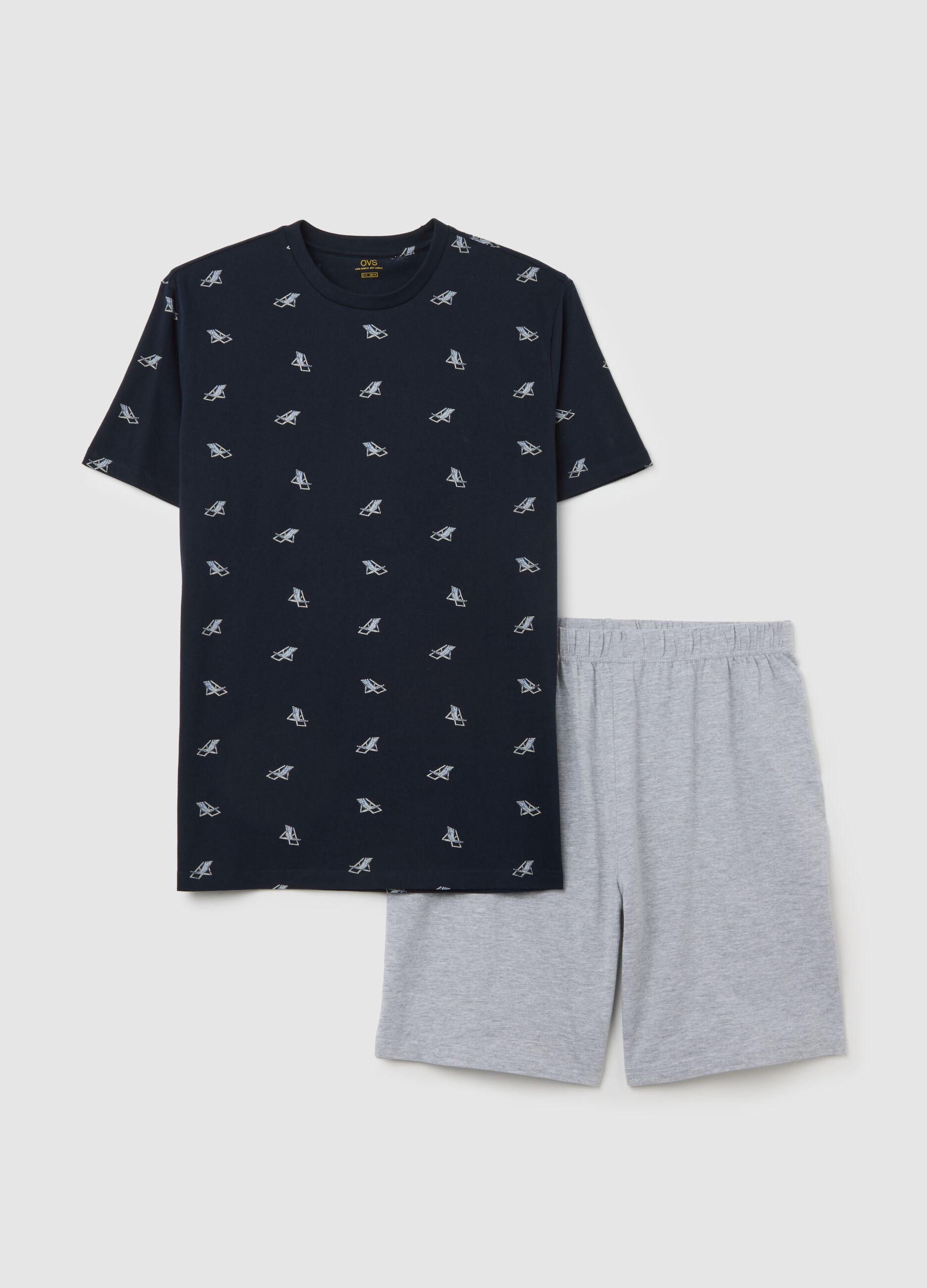 Blue short pyjamas with Ovs print