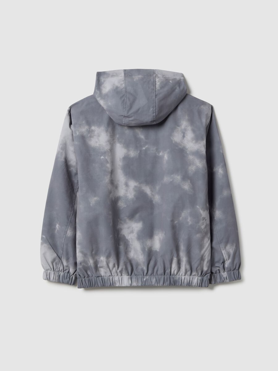 Grey mixed regular fit rain jacket with hood for boys_1