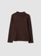 Brown long-sleeve high-neck T-shirt in pure organic cotton_0