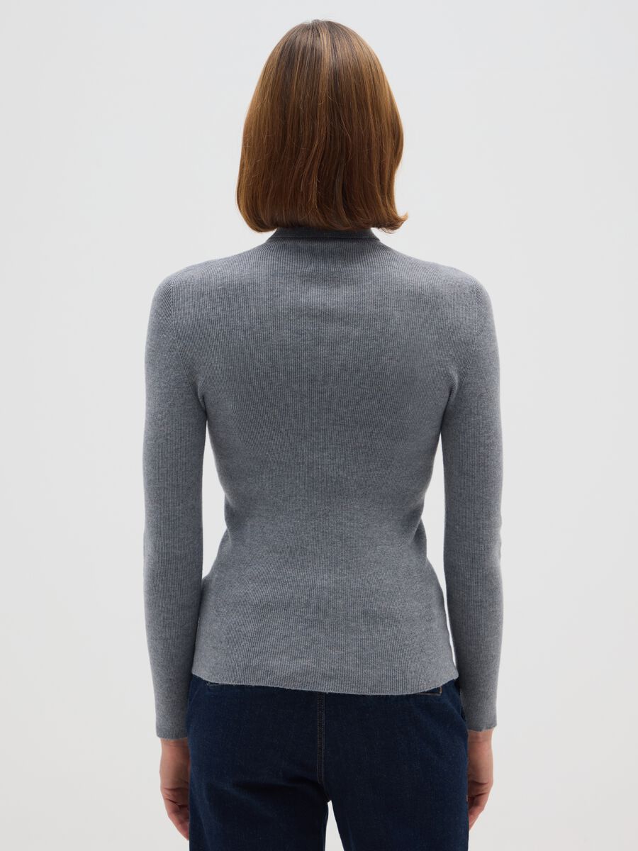 Dolcevita in misto cotone grigio regular fit_2