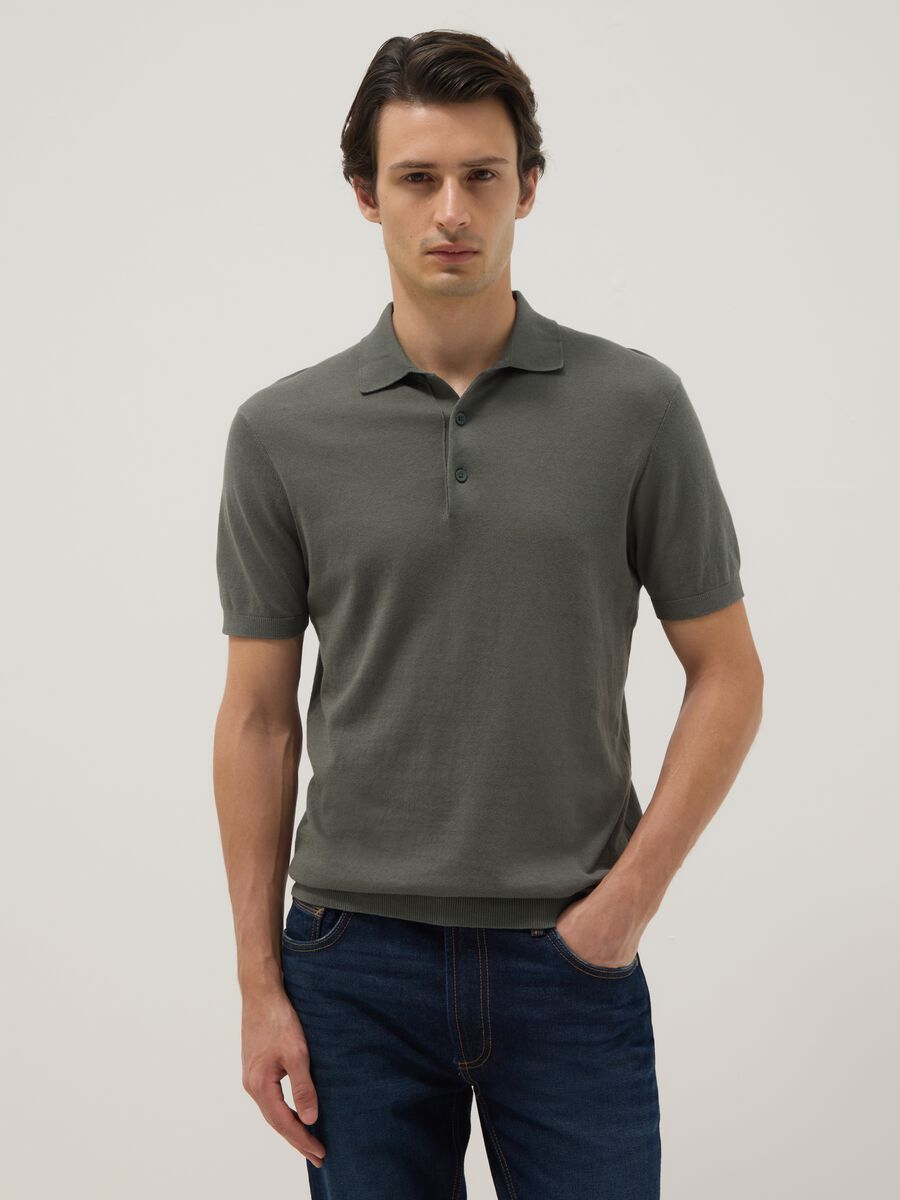 Grey pure cotton polo shirt regular fit_1