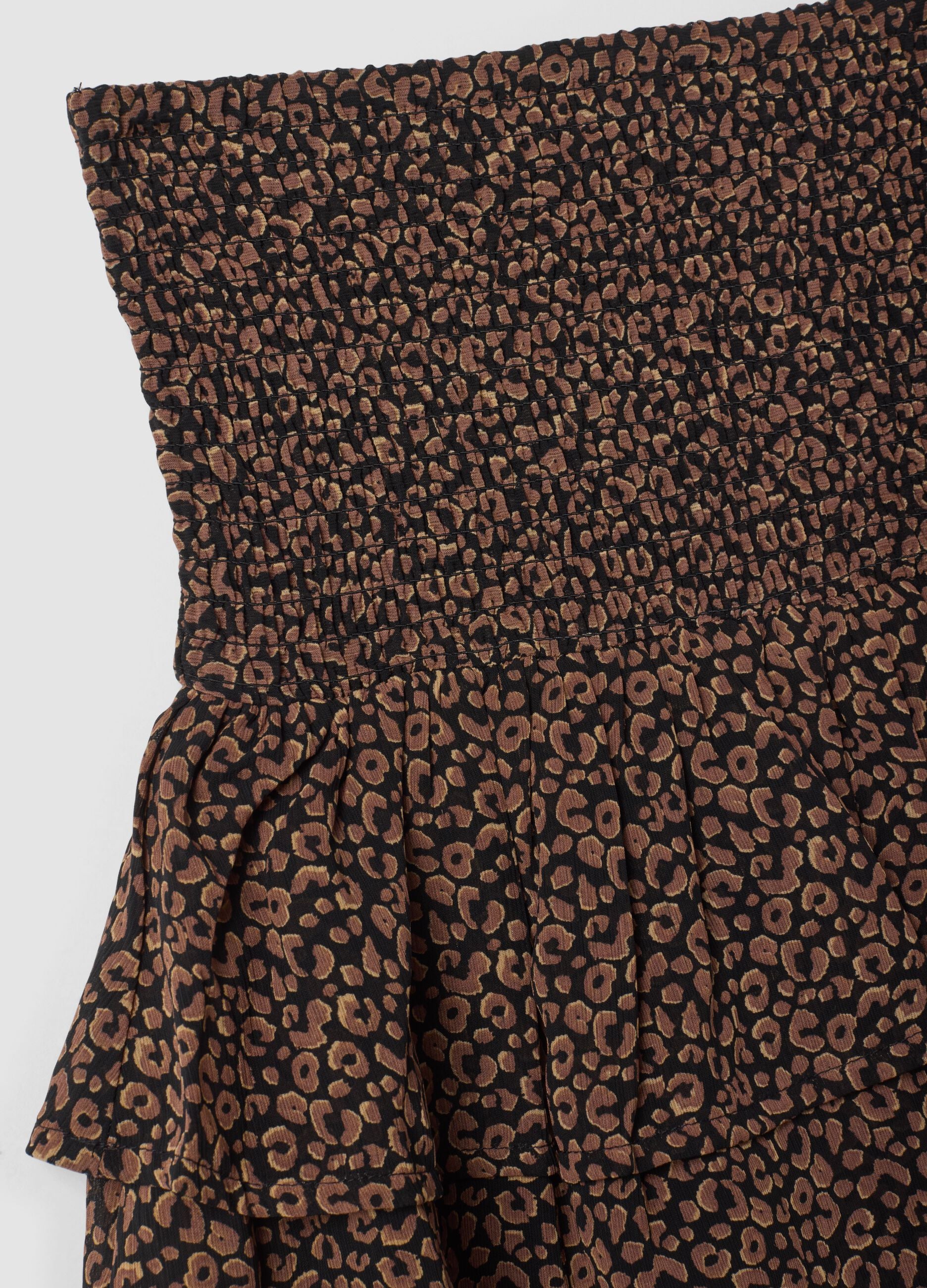 Brown and black animal print skirt with ruffles
