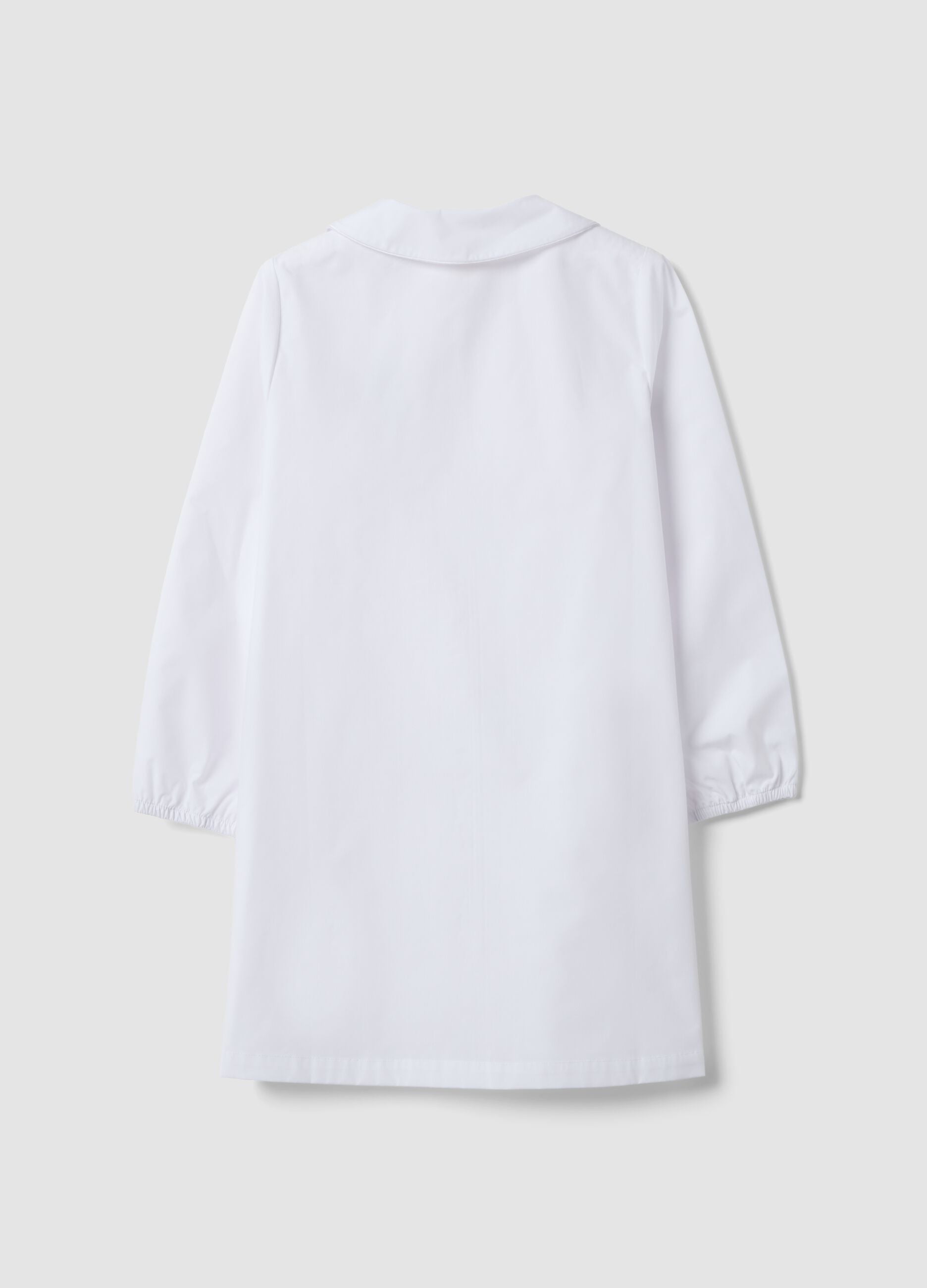 White girls&rsquo; school apron with zip and Stitch embroidery