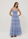 Abito lungo blu in puro cotone con spalline annodate_0