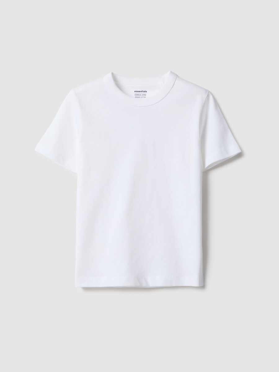 White children's crew neck t-shirt in pure cotton regular fit_0