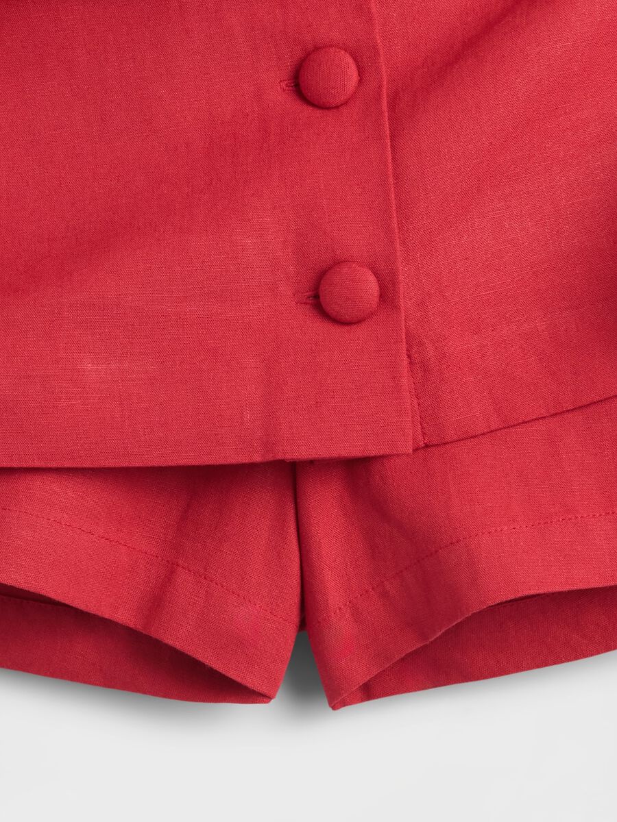 Red linen-blend skirt regular fit_4
