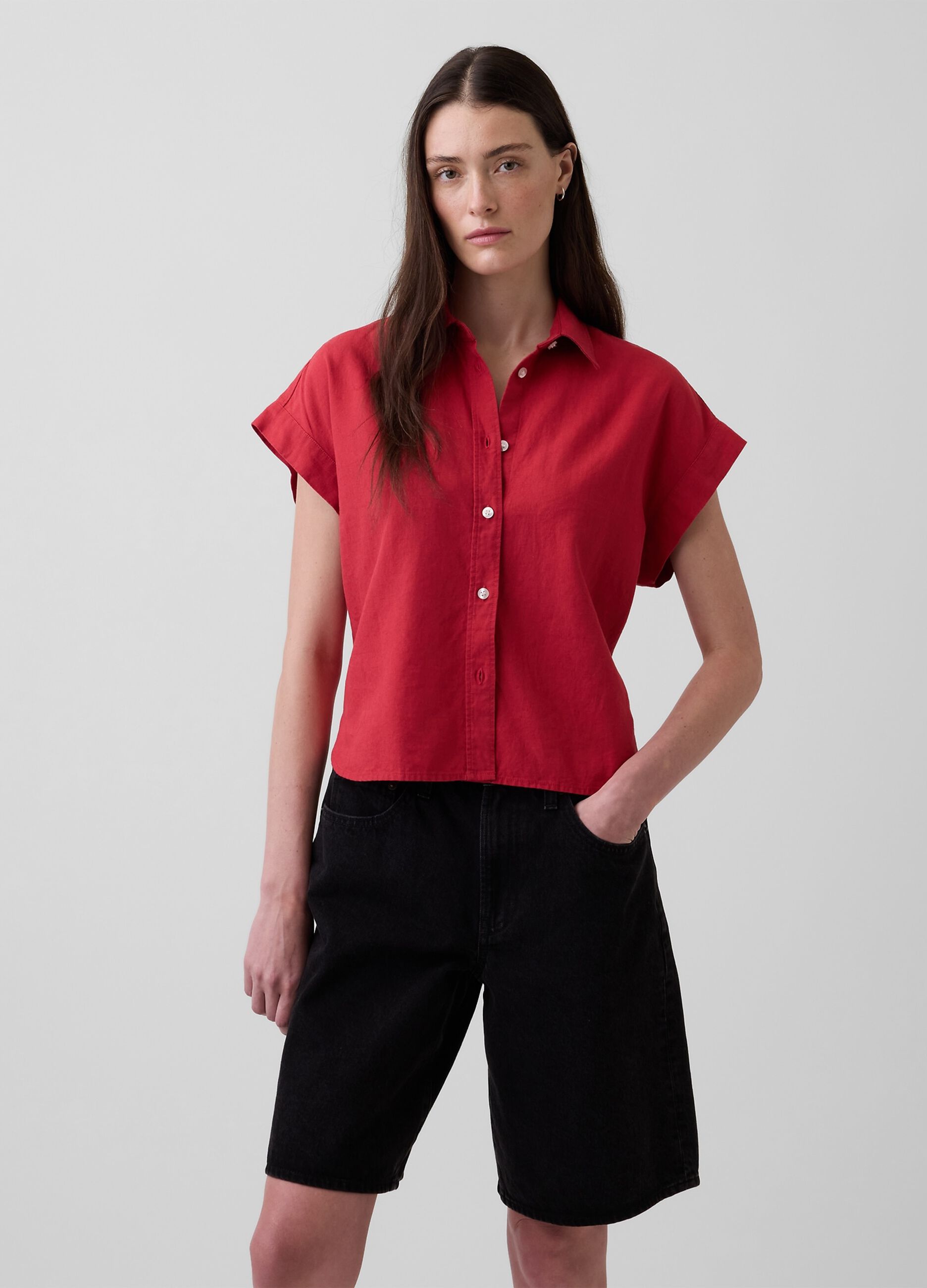Linen-blend shirt